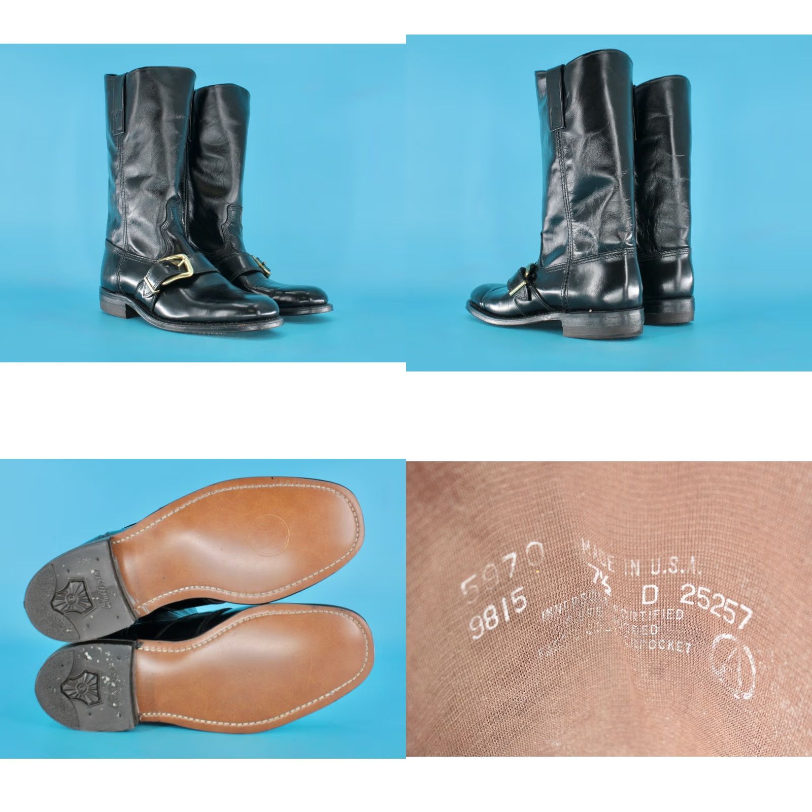Vintage Texas Boots Men’s 70s VTG NOS Black Leather Boot 7.5 D 1970s Engineer Captoe Style Size US 8 / EU 41 - 8 Thumbnail
