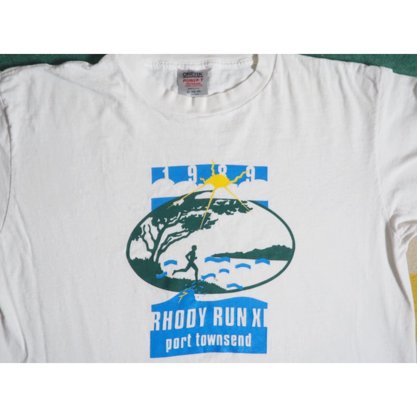Vintage VTG 80s Oneita Port Townsend Rhody Run PNW USA White L/S Tee T-Shirt L Size US L / EU 52-54 / 3 - 3 Thumbnail