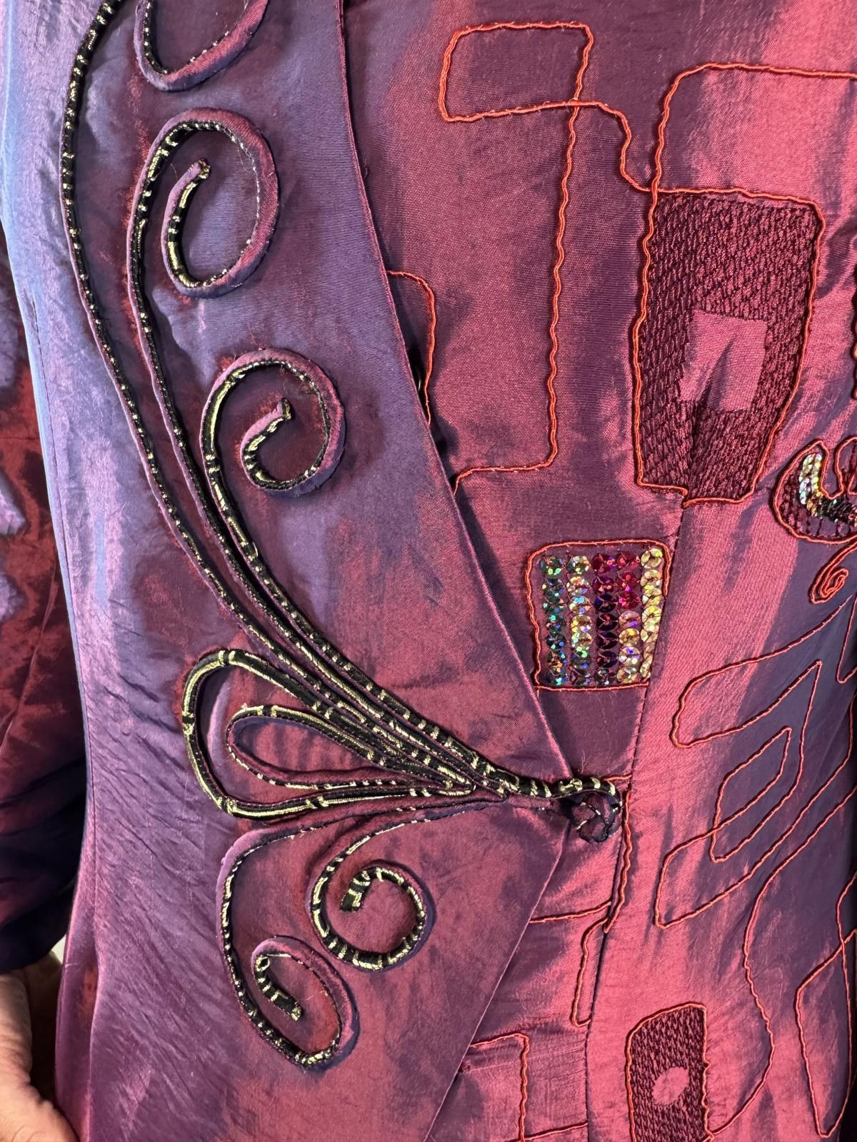 Designer Vibrant Purple Embroidered Jacket with Unique Design Size ONE SIZE - 3 Thumbnail