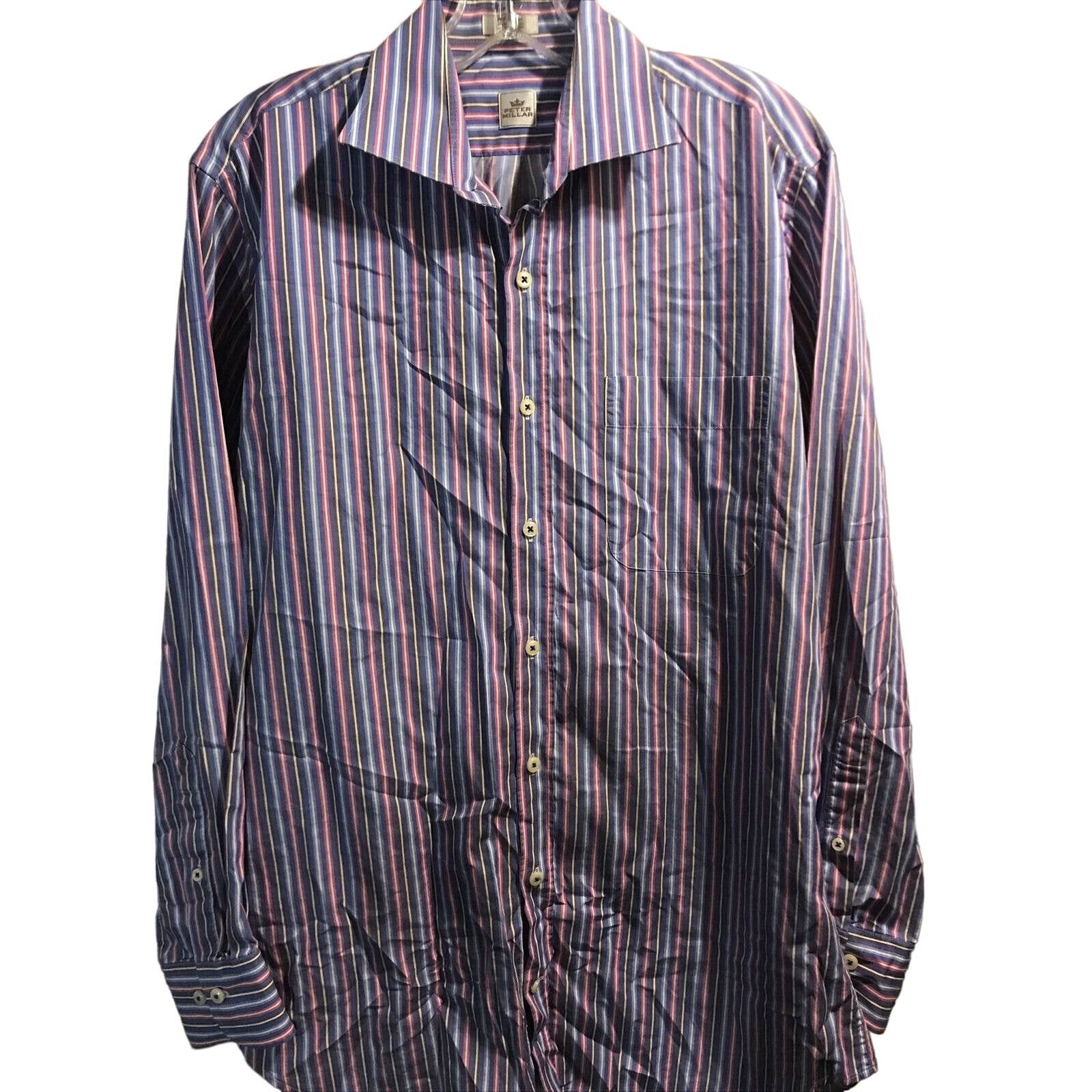 Peter Millar Peter Millar Men’s M Multicolor Striped Button Cotton Shirt Size US M / EU 48-50 / 2 - 1 Thumbnail
