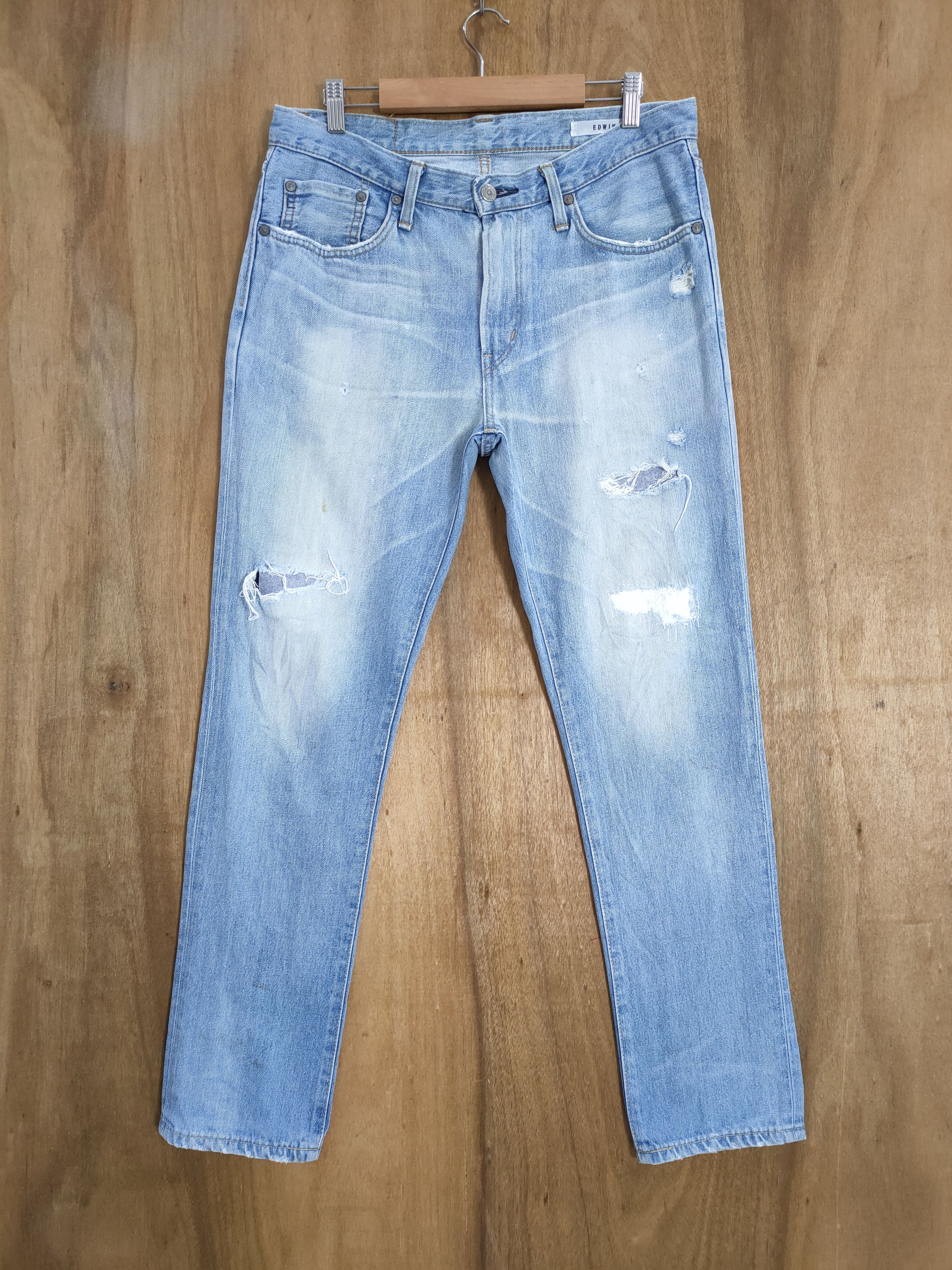 Edwin EDWIN DISTRESSED LIGHT BLUE SKINNY JEAN PANTS Size US 32 / EU 48 - 1 Thumbnail