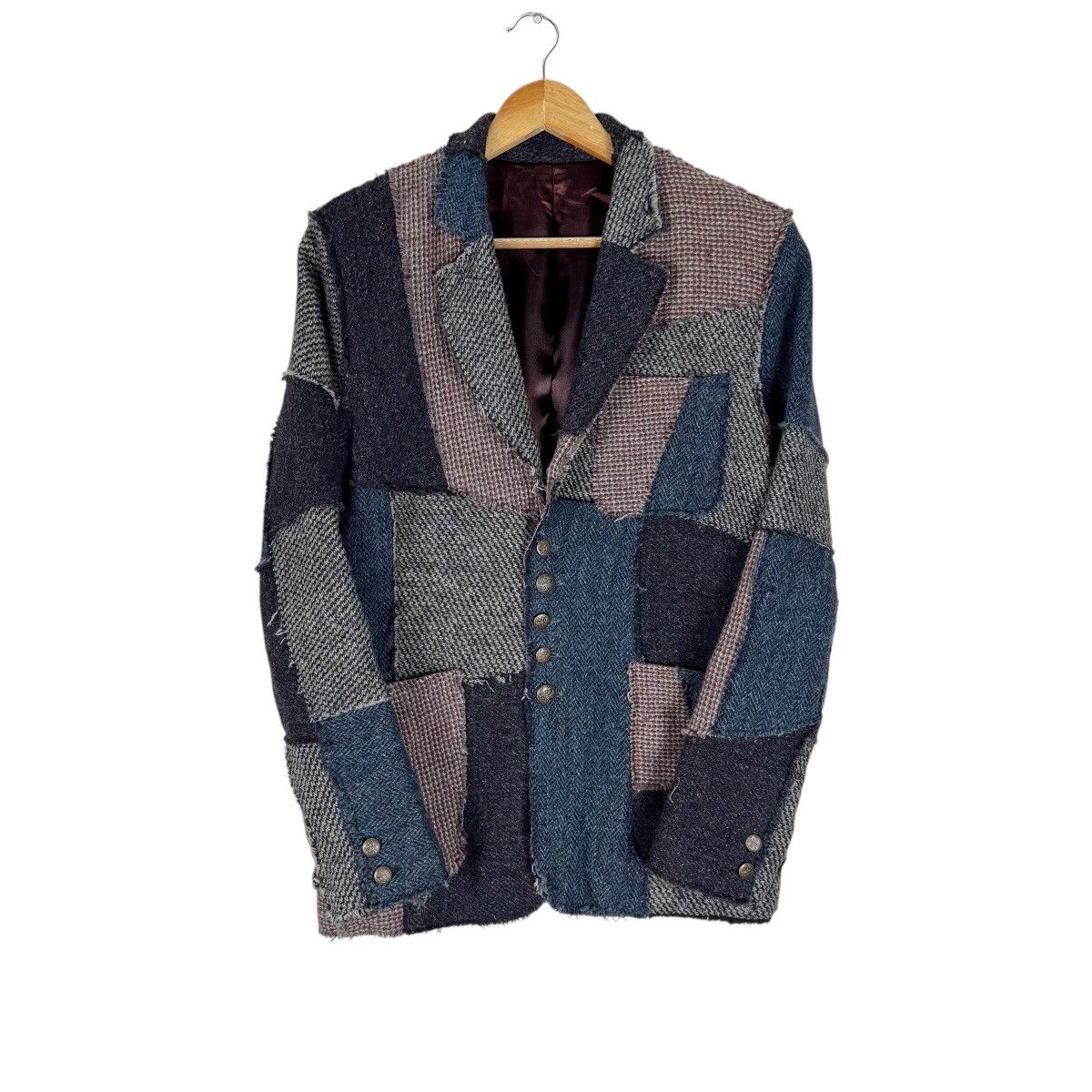 Harris Tweed 🔥HARRIS TWEED PATCHWORK BALMACAAN COAT BLAZER Size US M / EU 48-50 / 2 - 4 Thumbnail