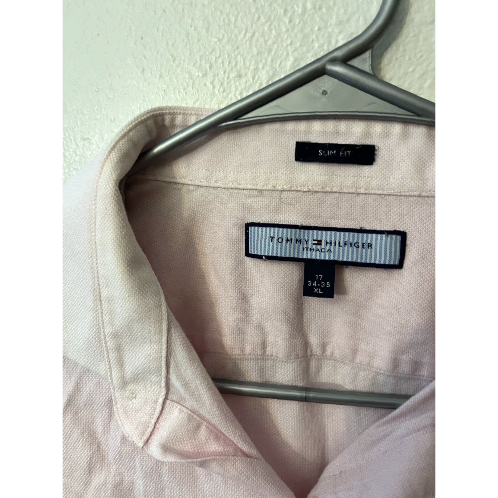 Tommy Hilfiger VINTAGE Tommy Hilfiger Shirt Ithaca Slim Fit Long Sleeve Button Front 17 XL Pink Size US XL / EU 56 / 4 - 3 Thumbnail