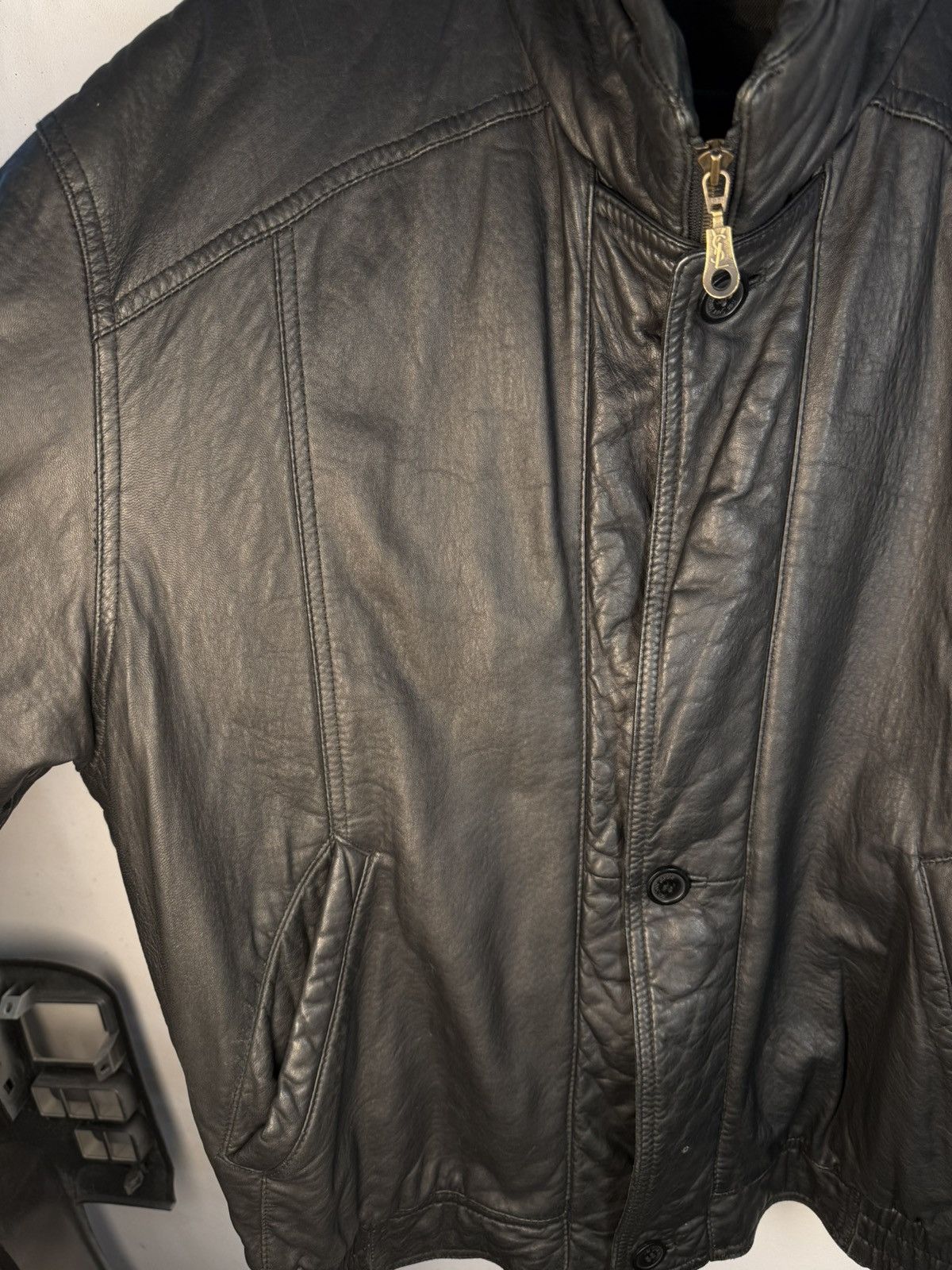 Yves Saint Laurent 90s YSL Leather Jacket Black Soft Vintage Rare Bomber Size US M / EU 48-50 / 2 - 14 Thumbnail