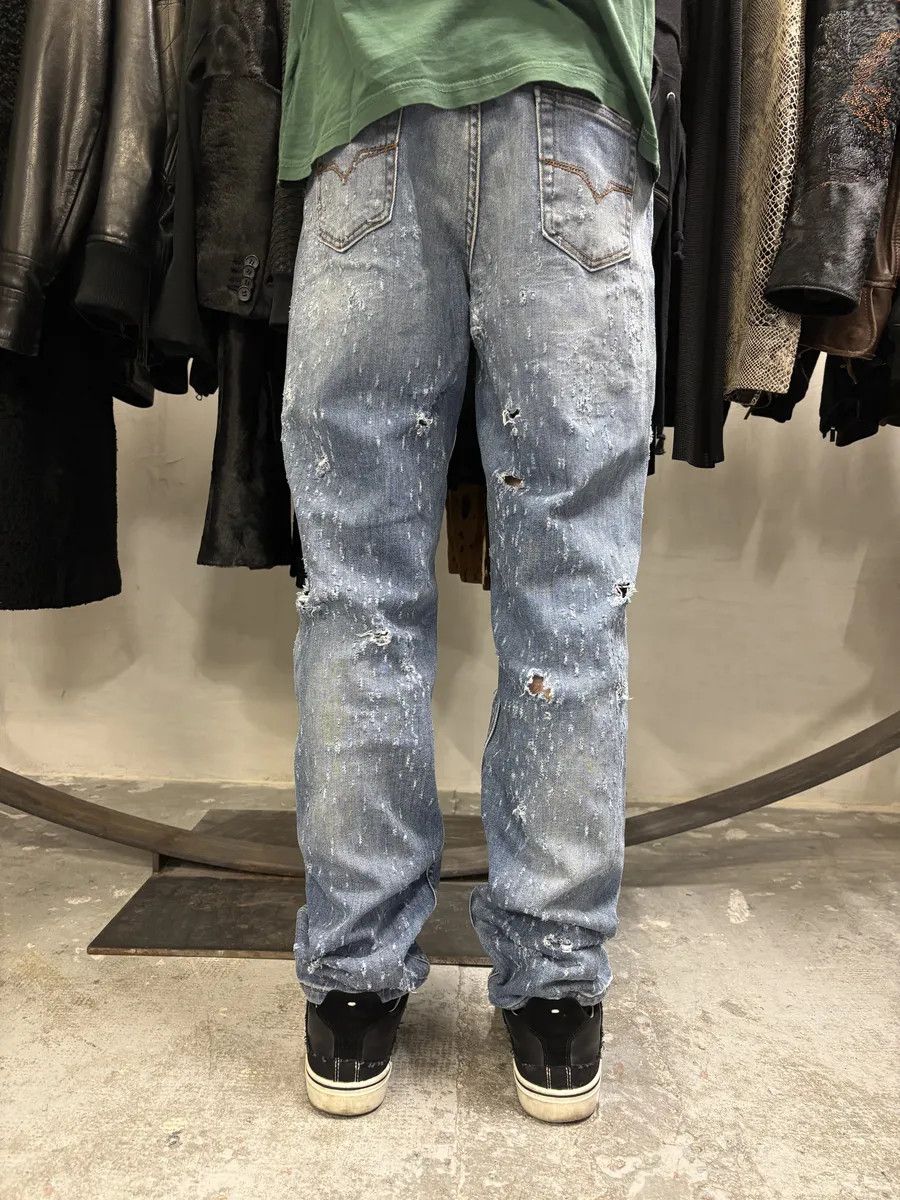 Versace Versace Blue Ripped Denim Jeans Size US 31 - 3 Thumbnail