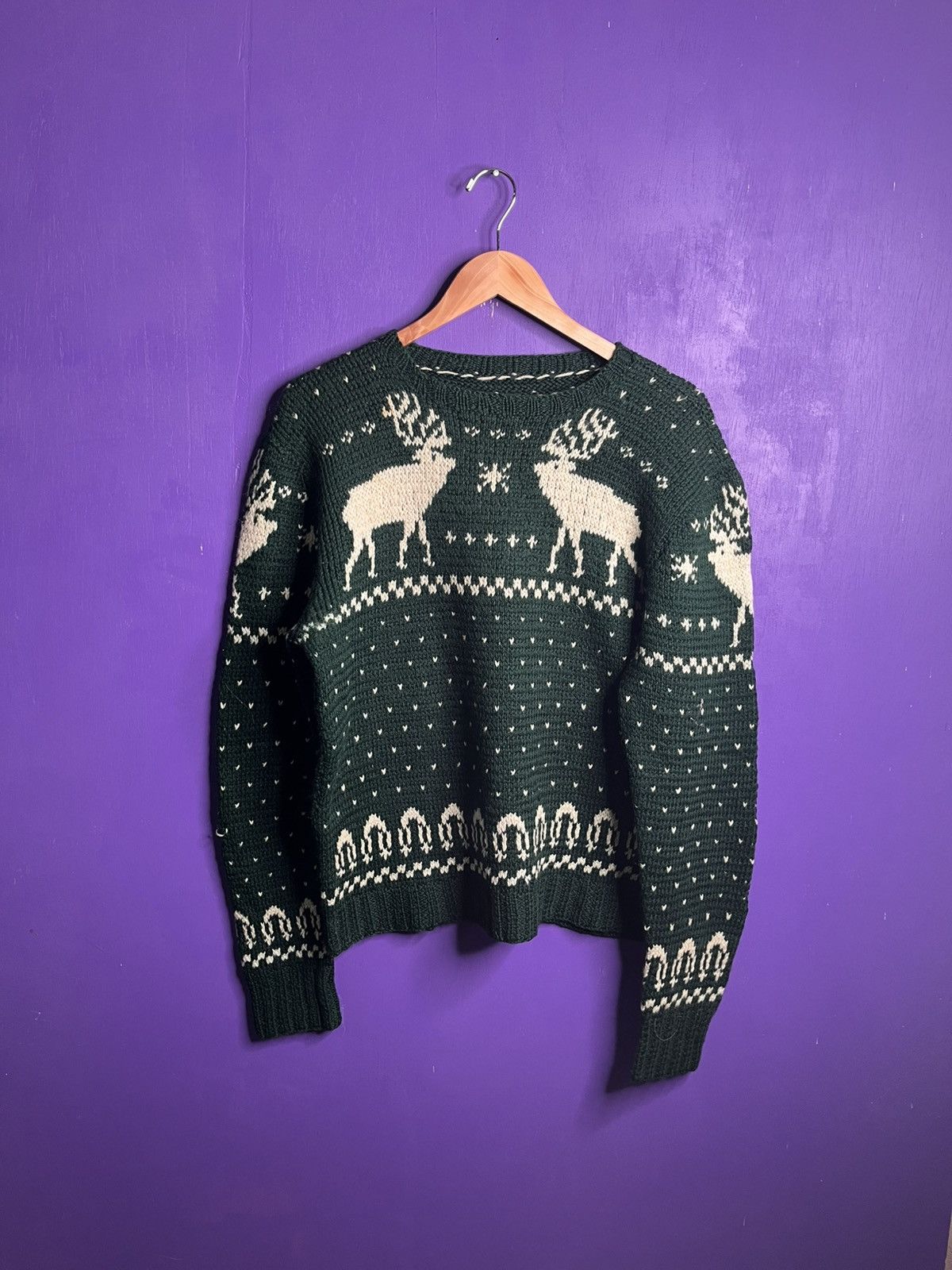 Vintage Vintage 80s Deer winter pattern knit sweater Size US M / EU 48-50 / 2 - 1 Thumbnail