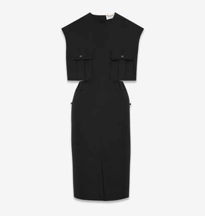 Saint Laurent Paris o1bcso1str1125 Cut Out Dress In Silk Crepe in Black Size M / US 6-8 / IT 42-44 - 1 Thumbnail