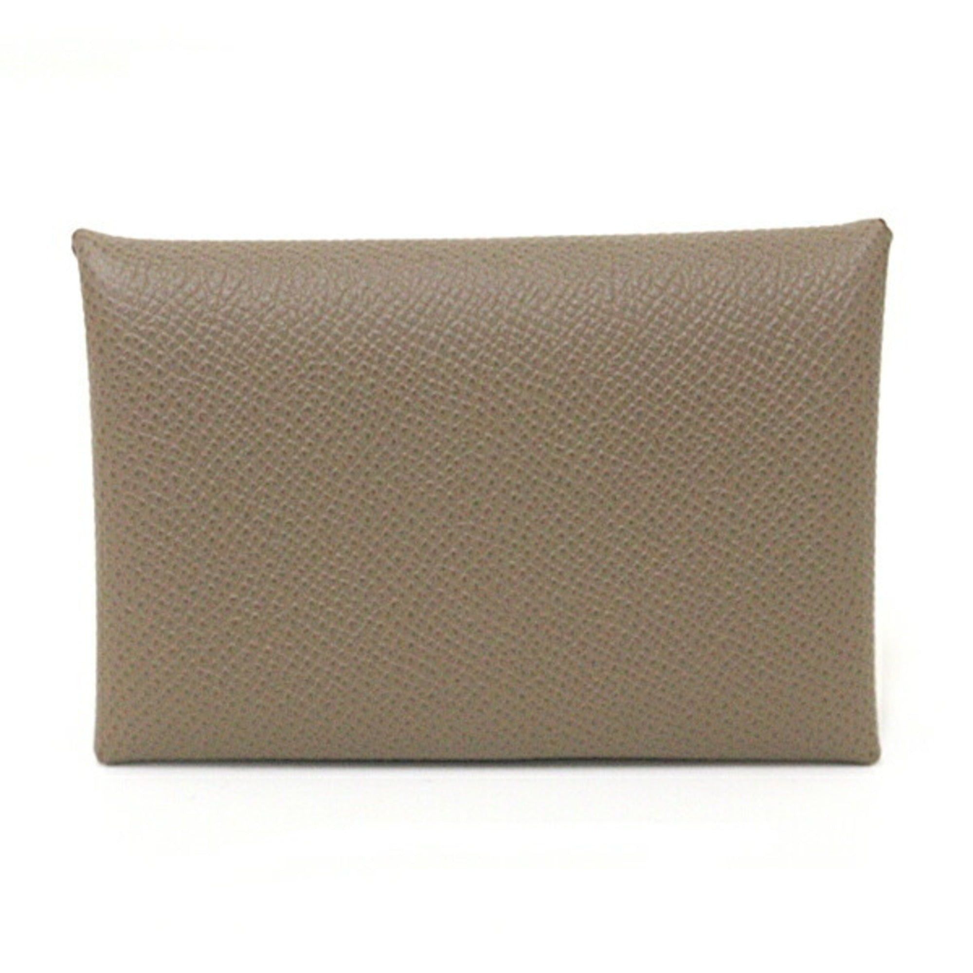 image of Hermes Calvi Card Case Business Holder Vaux Epson Etove U Engraved in Black, Women's