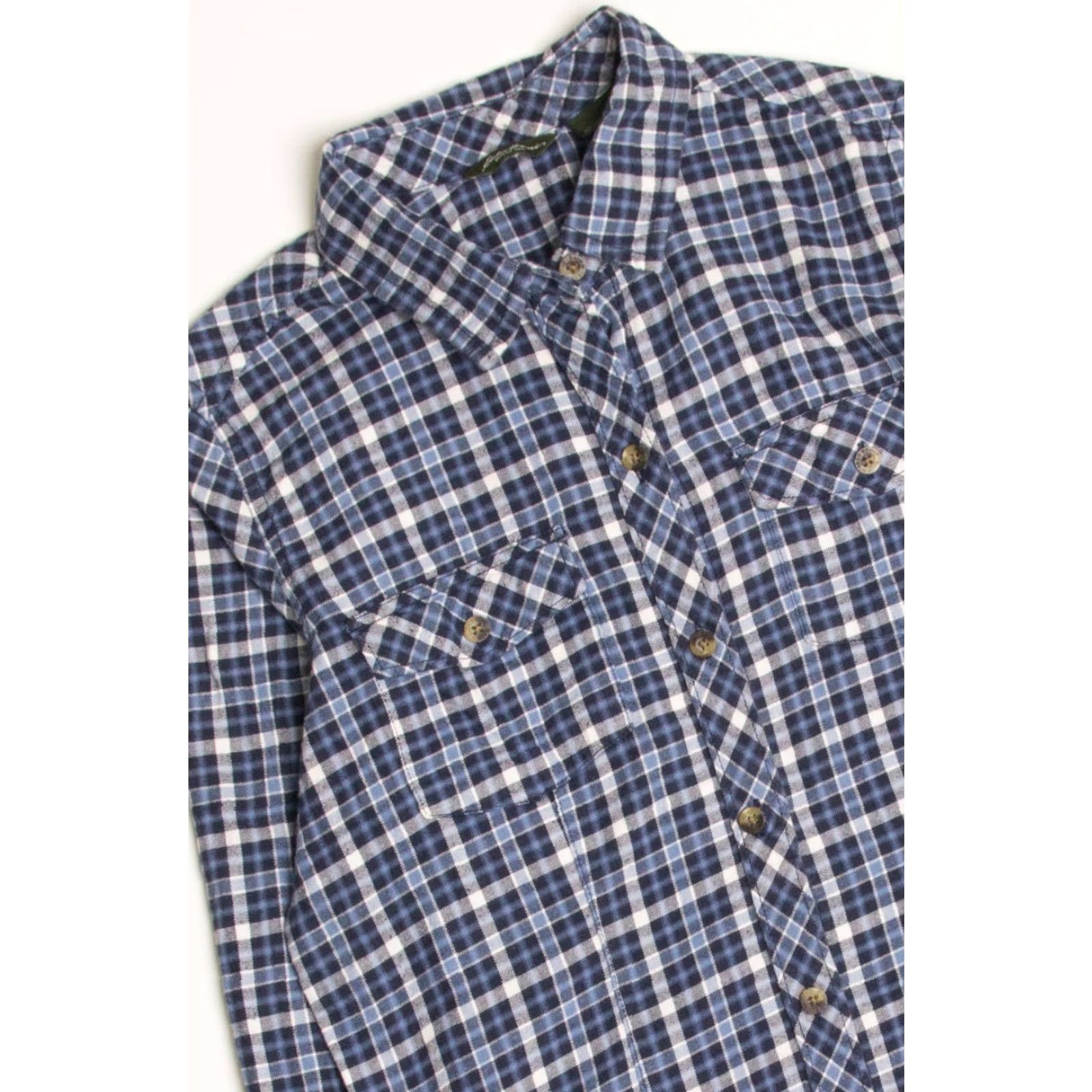 Eddie Bauer VINTAGE Eddie Bauer Blue Flannel Shirt Small Plaid Button-Up Top Womens Small Blue plaid одежды Size S / US 4 / IT 40 - 2 Thumbnail