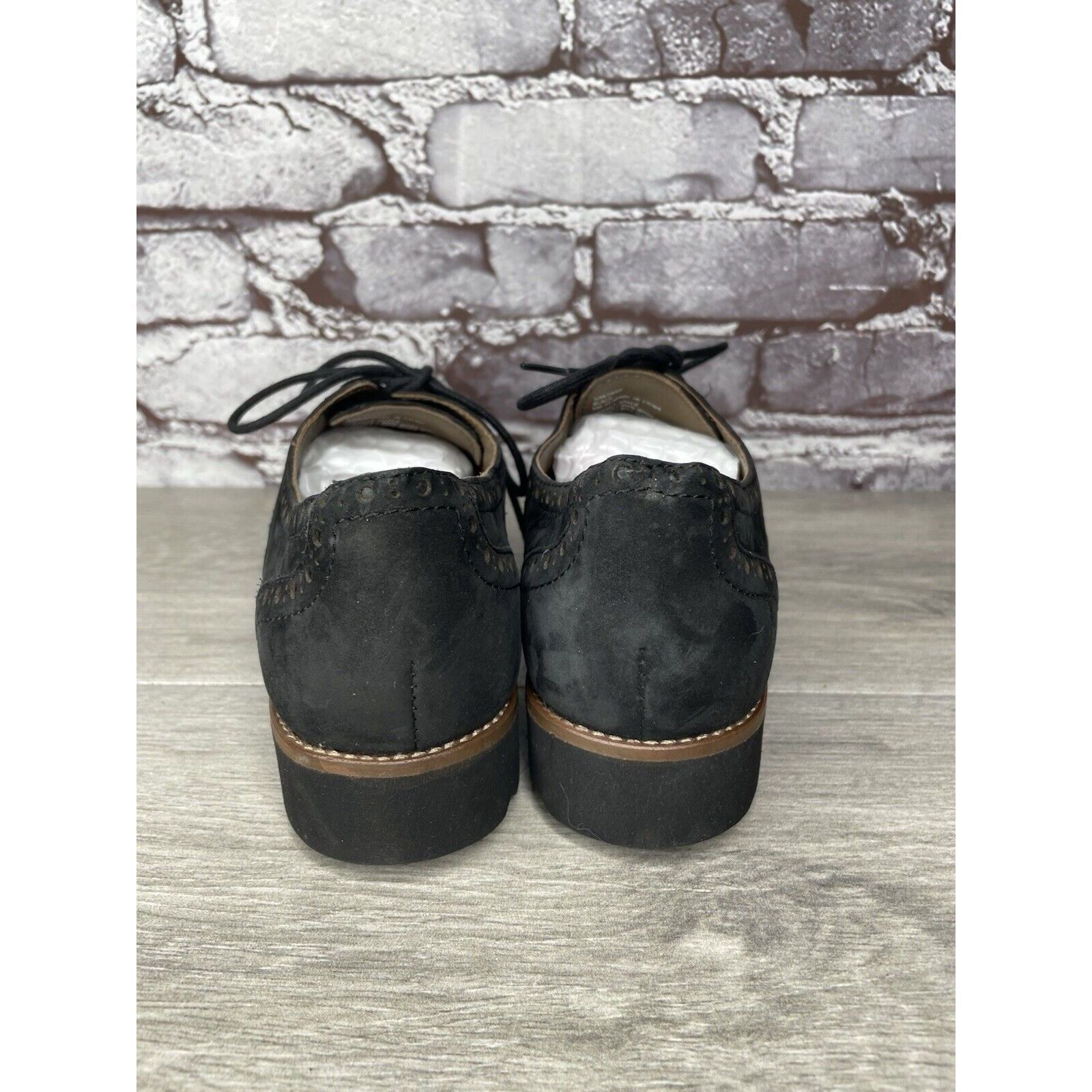 Other Earthies Santana Black Suede Leather Lace Up Wingtip Oxfords Size US 6.5 / IT 36.5 - 4 Thumbnail