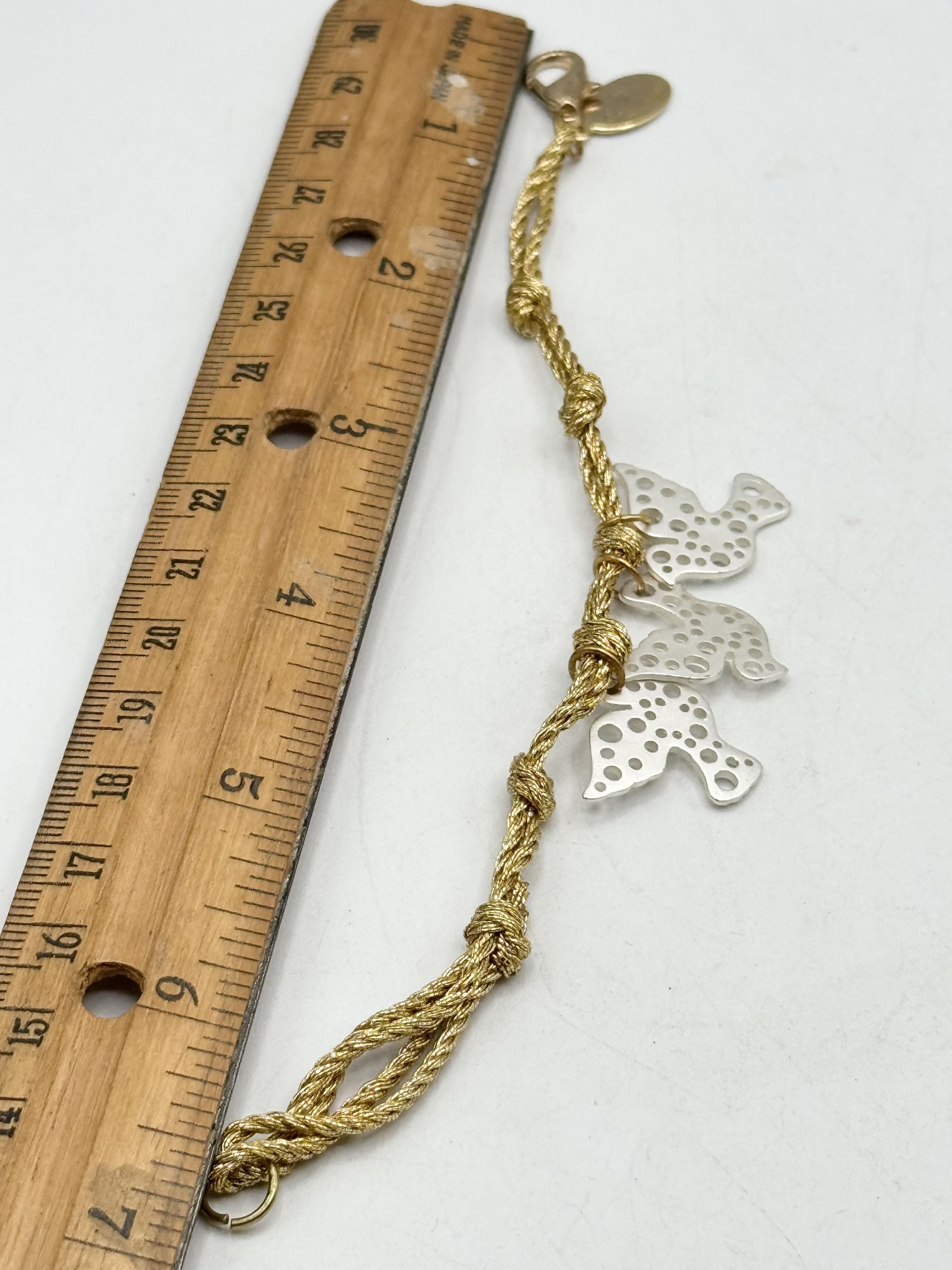Other Vintage gold metallic thread dove bird charm bracelet Size ONE SIZE - 4 Thumbnail