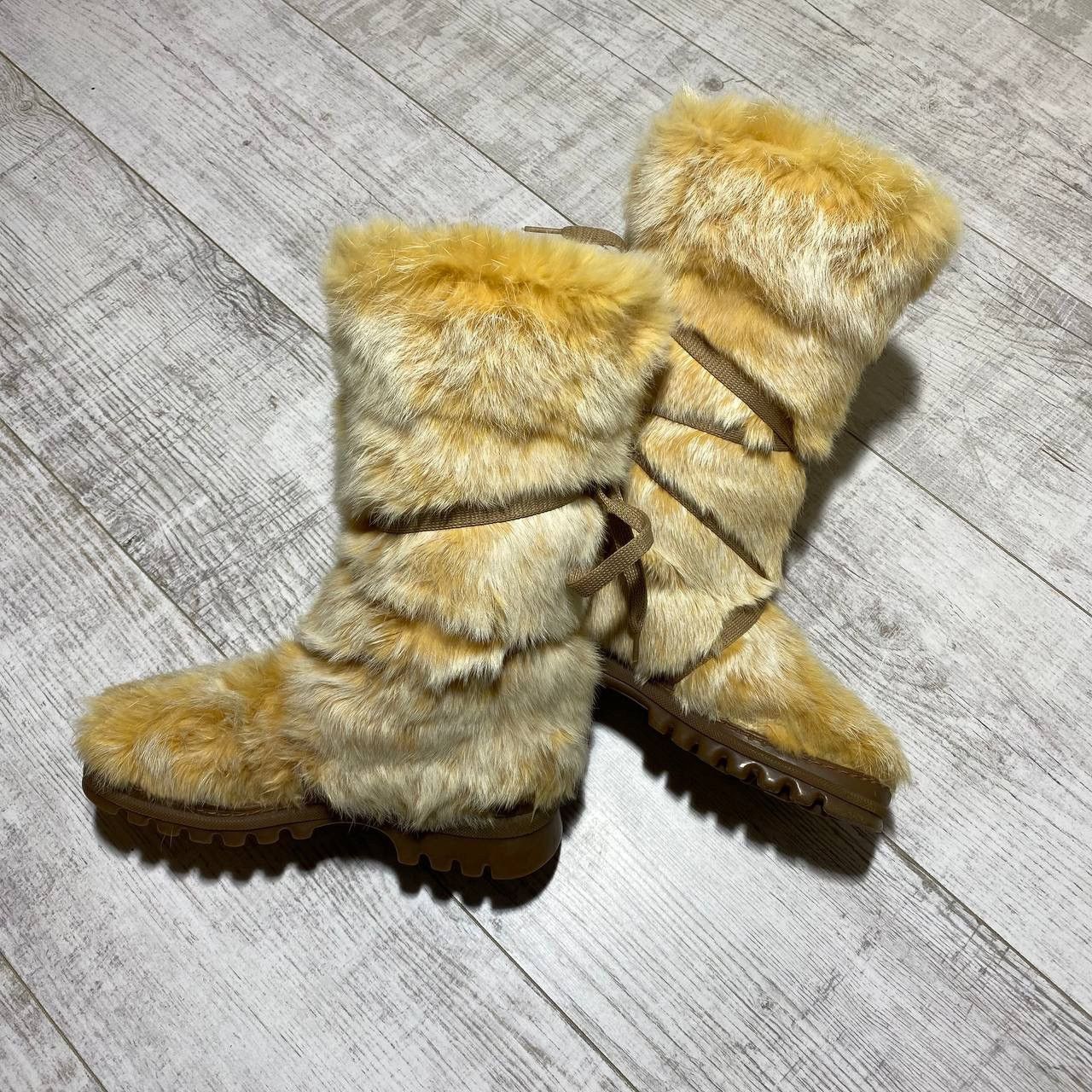 Flux Vintage Y2K Fluxa Rabbit Fur Boots Size US 7 / IT 37 - 1 Thumbnail