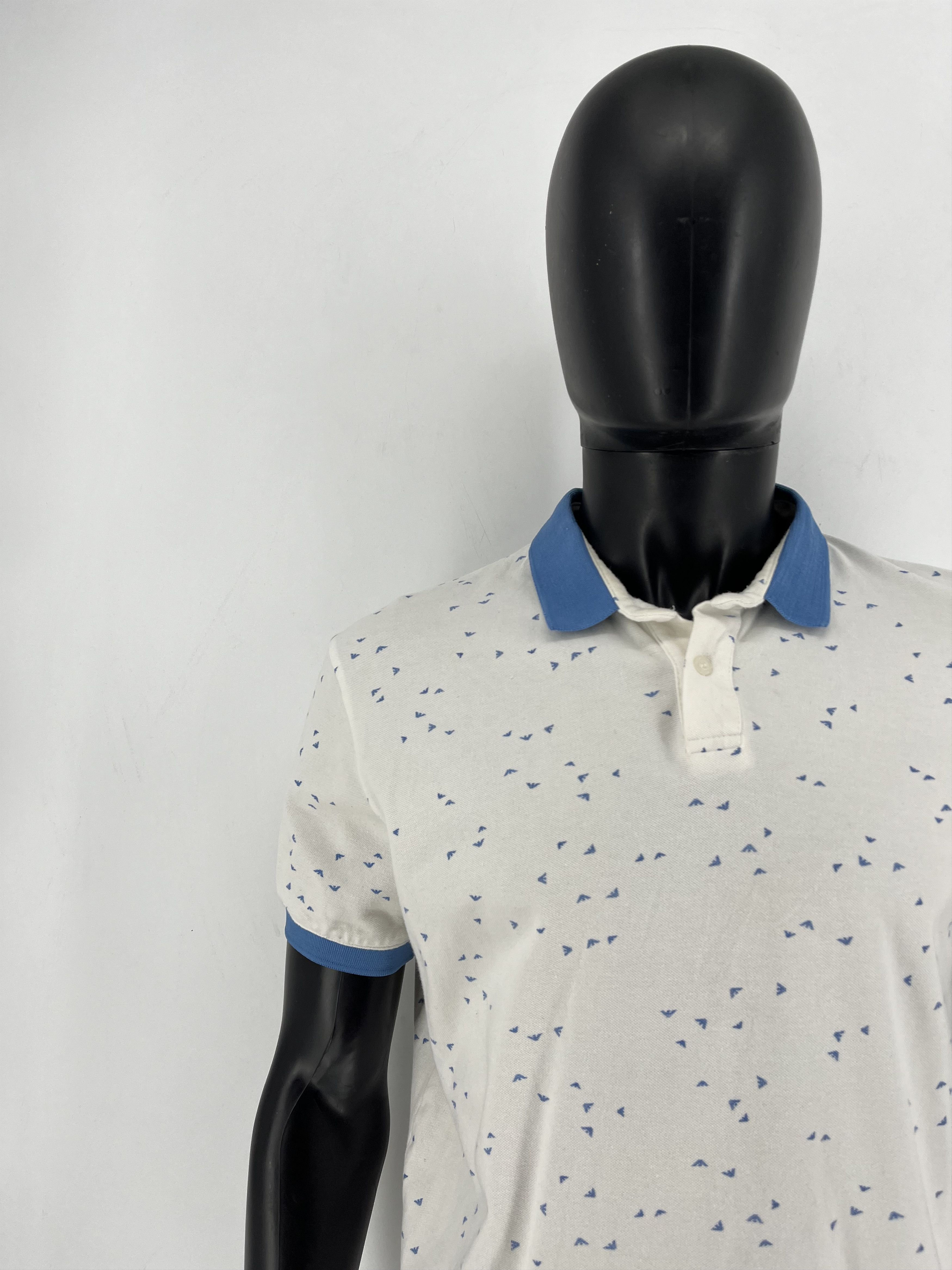 Armani Armani Jeans Monogram Logo Washed White Polo Size L Size US L / EU 52-54 / 3 - 6 Thumbnail