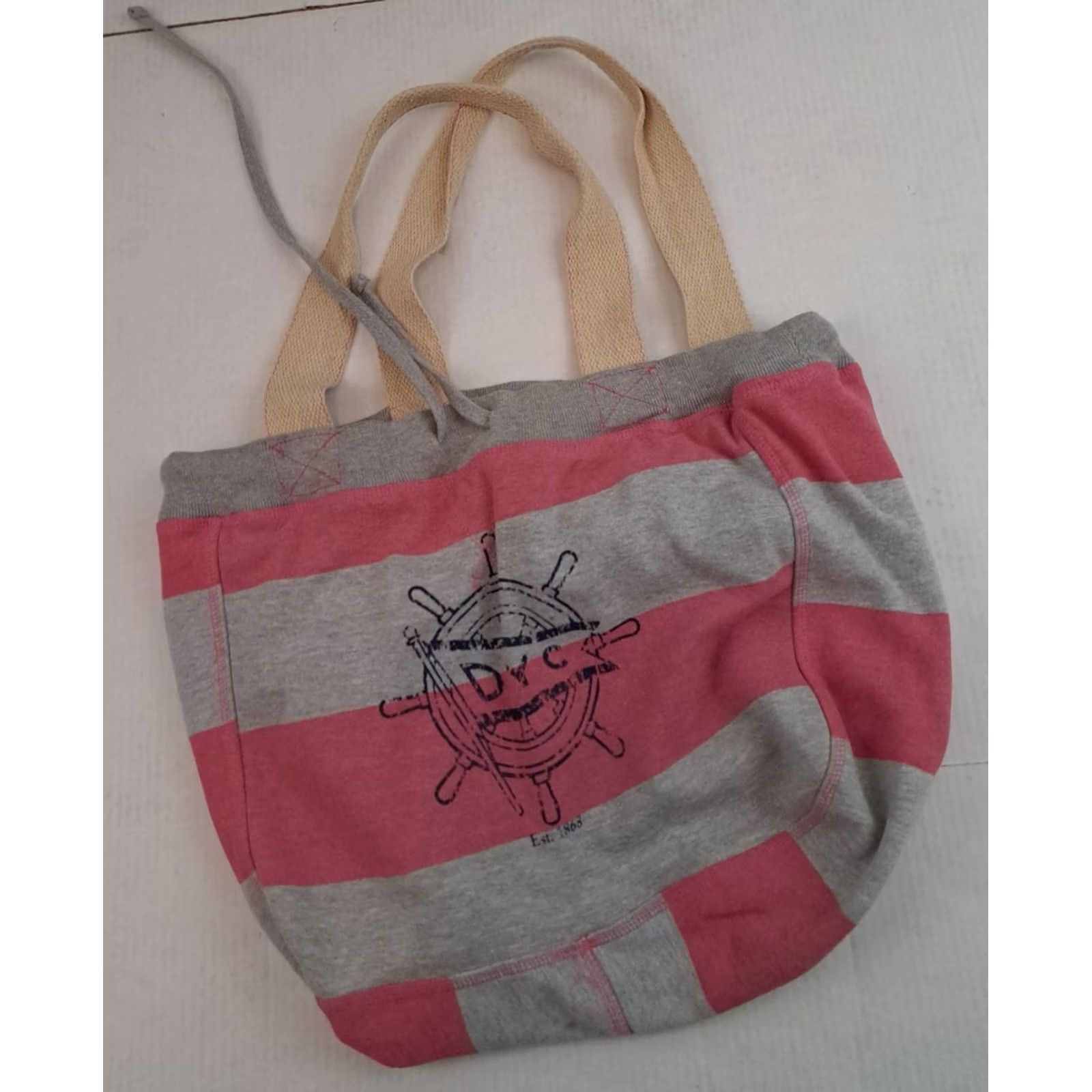 Vintage VINTAGE MV Sport Tote Bag Womens Large Alabaster Pink Cotton 15x15 Travel Drawstring Canvas Handle Size ONE SIZE - 2 Thumbnail