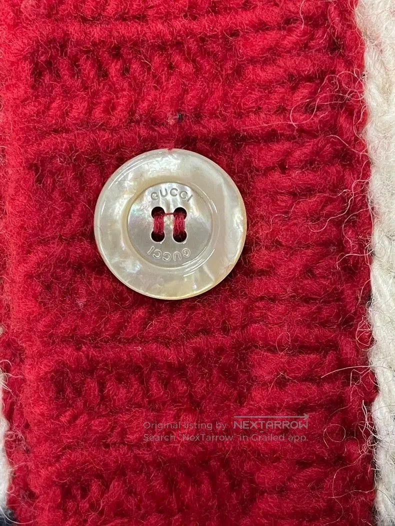 Gucci Gucci Red White Black Wool Cardigan. Size US M / EU 48-50 / 2 - 2 Thumbnail