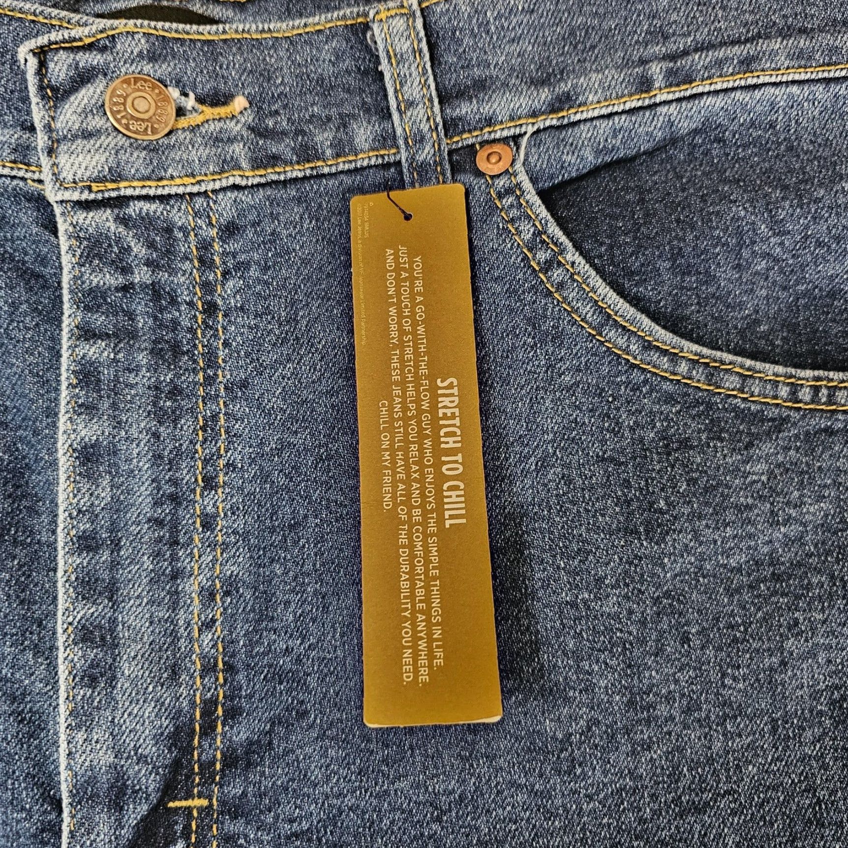 Lee Lee Regular Fit Straight Leg Jeans Mens 40x32 Blue Stretch High Rise Denim Size US 40 / EU 56 - 3 Thumbnail