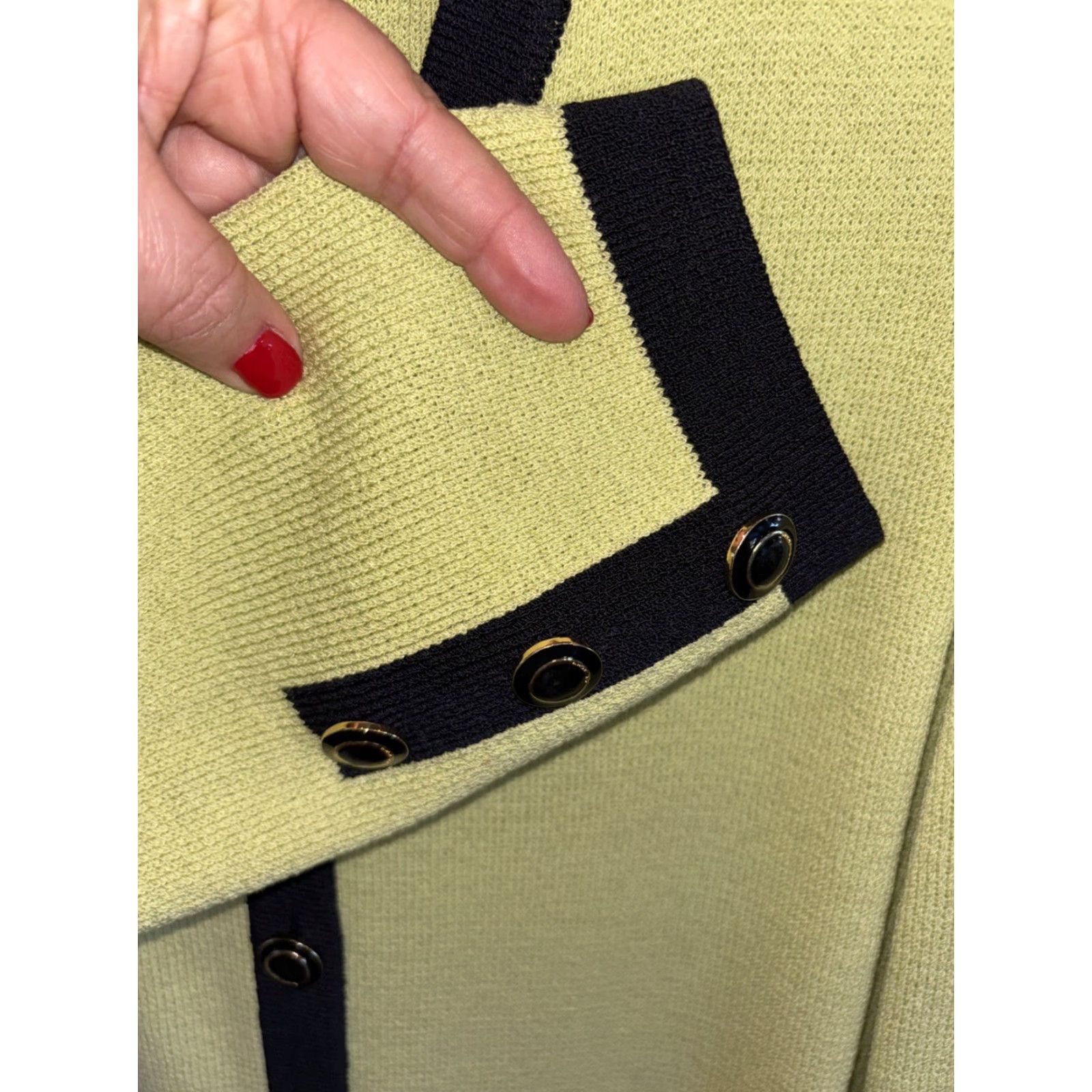 St. John VINTAGE St. John Collection Cardigan Green Knit Wool Blend Pockets 10 Size L / US 10 / IT 46 - 5 Thumbnail