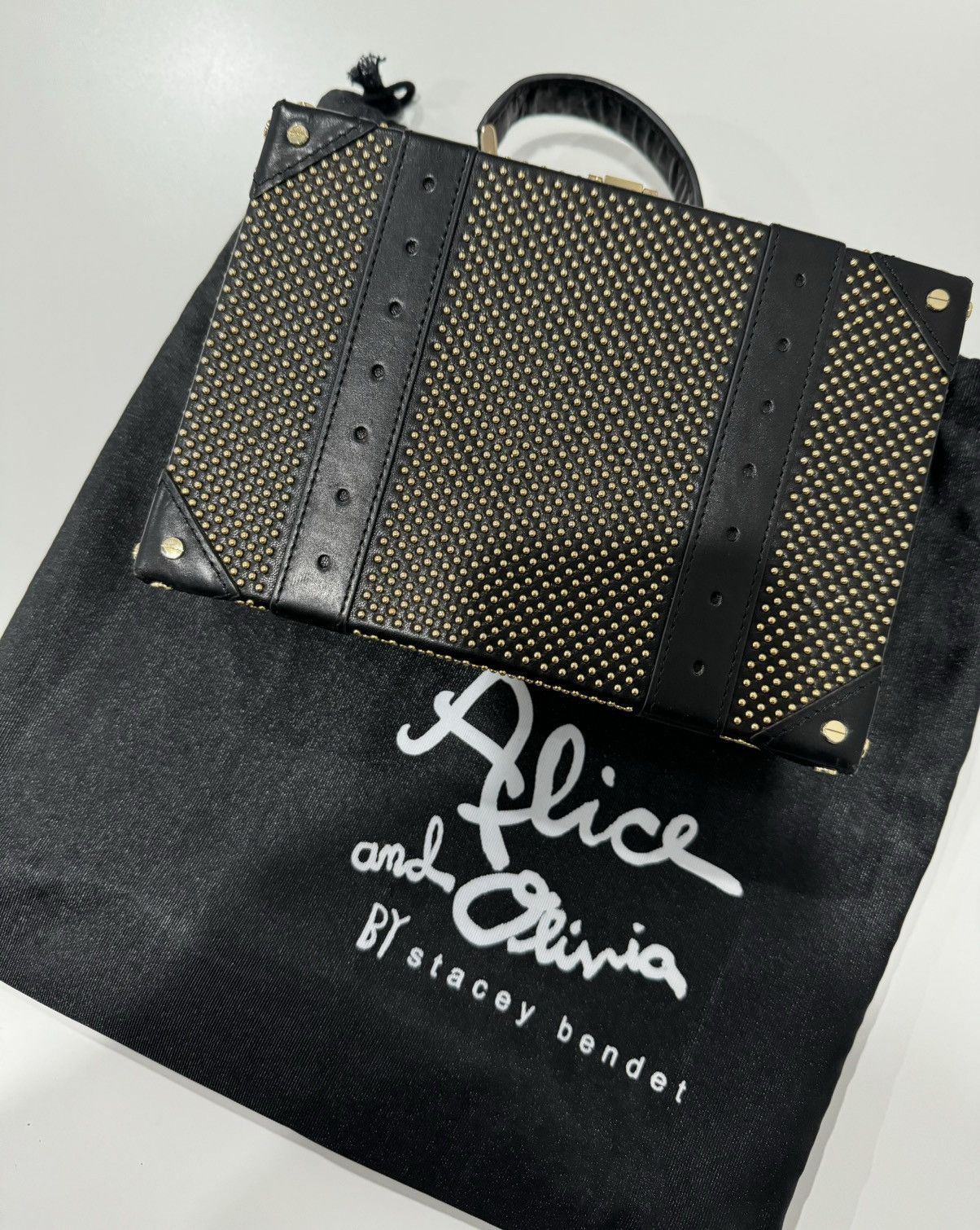 Alice + Olivia Alice + Olivia Gold Studded Trunk Clutch Size ONE SIZE - 6 Thumbnail