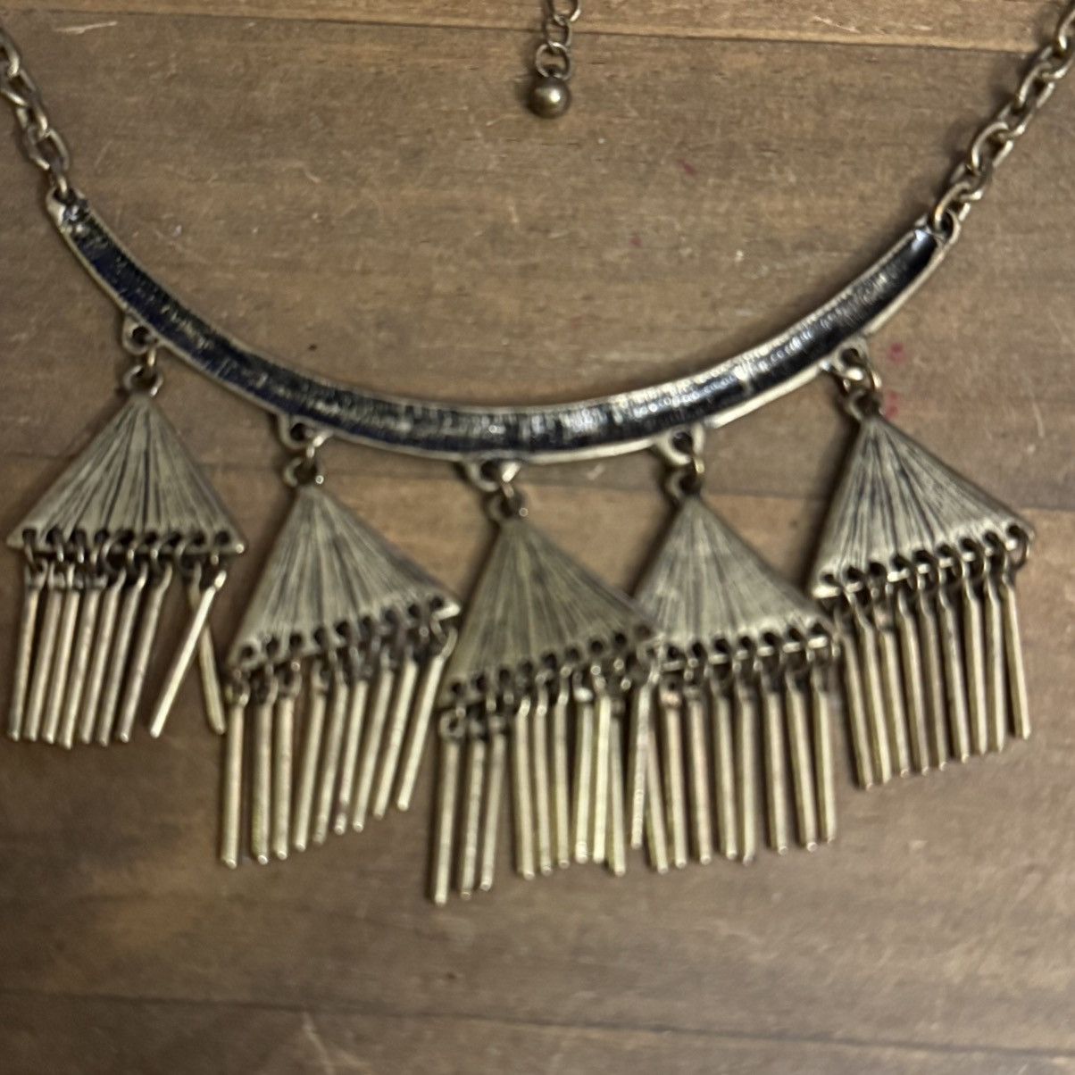 Other Bronze tone geometric fringe statement necklace Size ONE SIZE - 2 Thumbnail