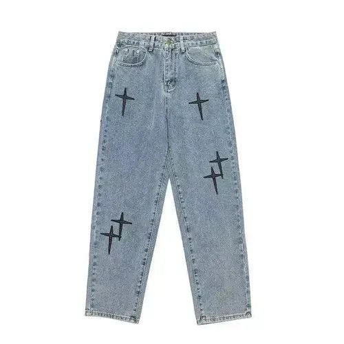 Jean Embroidered Light Blue Jeans Size US 31 - 8 Thumbnail