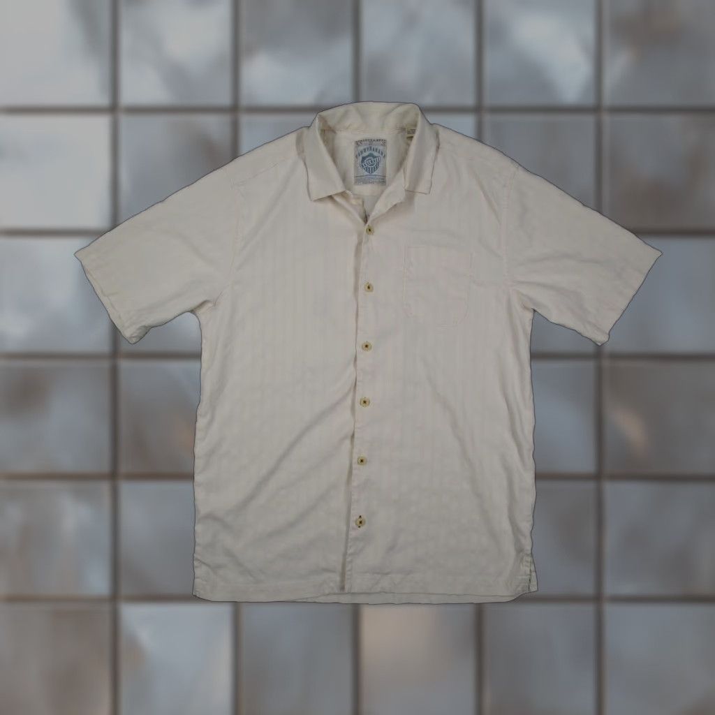Tommy Bahama VINTAGE Tommy Bahama Shirt Mens Medium Silk Baseball Goin Gone Camp Embroidered (Embossed) Size US M / EU 48-50 / 2 - 1 Thumbnail