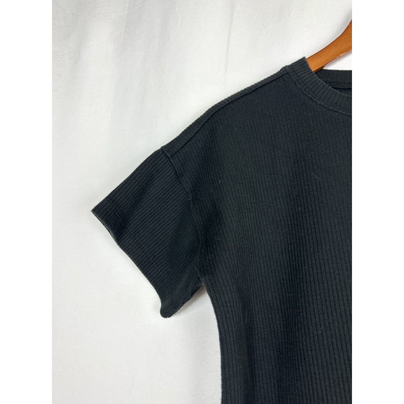 Madewell Madewell XS rib T-Shirt Dress Black Front Pocket Chest Cotton Blend Dress T-Shirt Women XS Black Pockets 90s? Size XS / US 0-2 / IT 36-38 - 2 Thumbnail