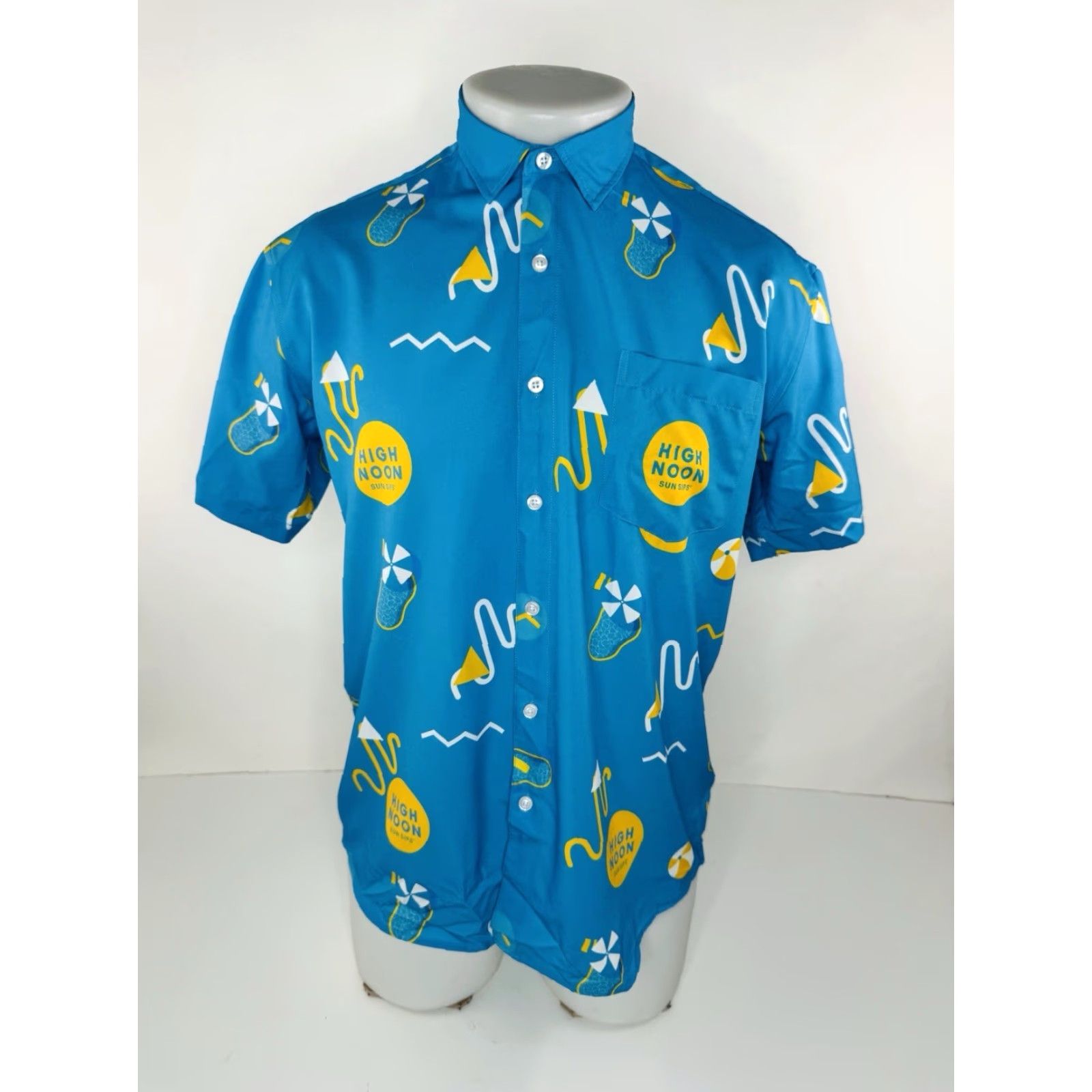 Vintage Tropical Brothers Mens M Hawaiian Aloha Shirt / HIGH NOON SUN SIPS / TROPICAL BROS - Button-Up Short Sleeve Blue Size US M / EU 48-50 / 2 - 2 Thumbnail