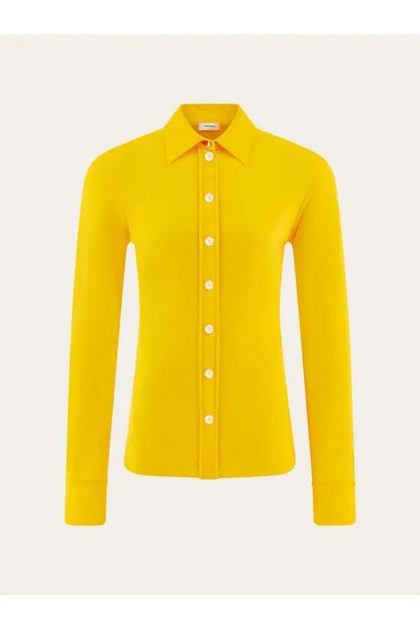 Salvatore Ferragamo o1s1rm0126 Stretch Jersey Shirt in Yellow Size XS / US 0-2 / IT 36-38 - 1 Thumbnail