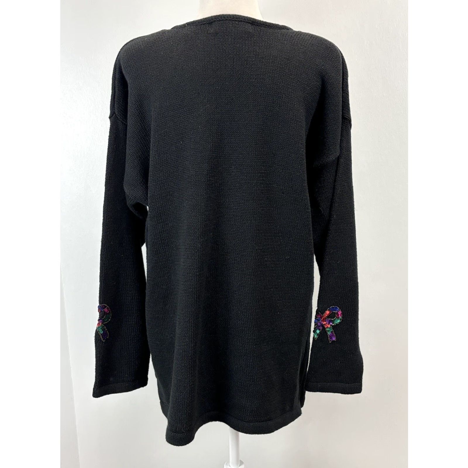 Vintage VINTAGE Karen Scott Embellished Tunic Sweater L Black Knit Sequins Bedazzled 90s Womens Mens Girls? Size L / US 10 / IT 46 - 3 Thumbnail