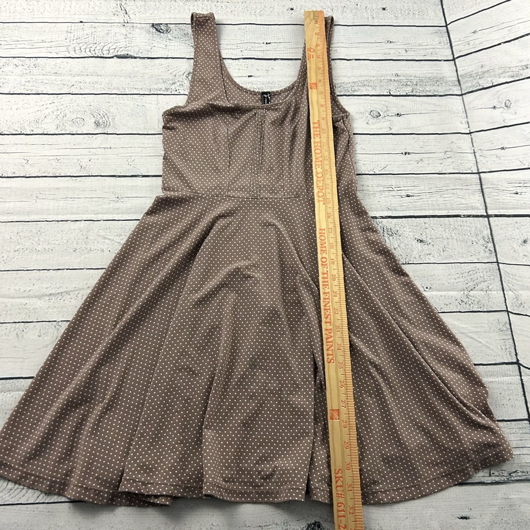Free People VINTAGE Free People Polka Dot Sleeveless Short Summer Dress Womens XS Brown Tan Size 26" / US 2 / IT 38 - 3 Thumbnail