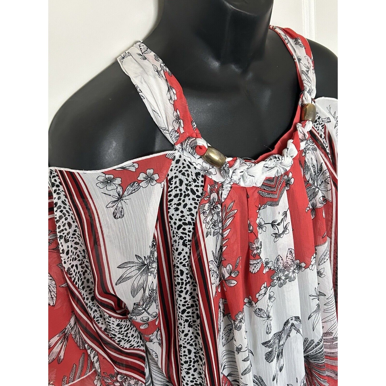 Other Madison Paige Women Gray 3/4 Sleeve Boho Blouse L Size L / US 10 / IT 46 - 6 Thumbnail