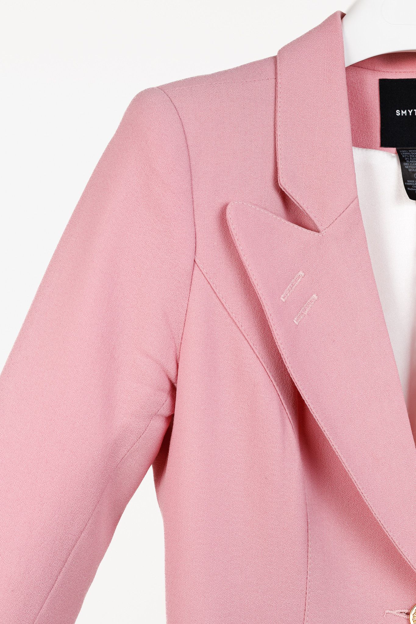 SMYTHE Smythe Duchess Rethink Pink Single-Breasted Wool Blazer Size M / US 6-8 / IT 42-44 - 5 Thumbnail