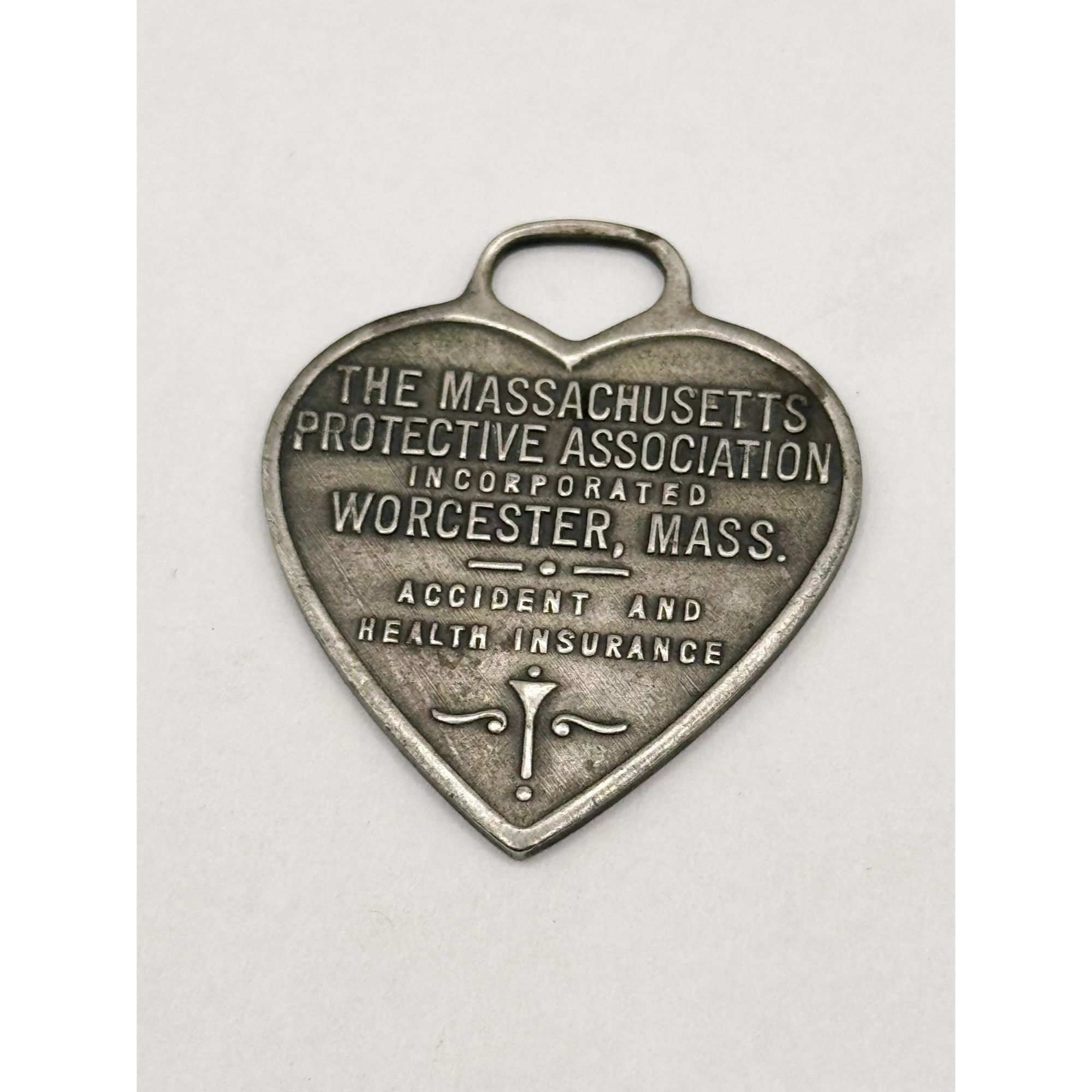 Vintage Antique Massachusetts Protective Insurance ID Key Tag Heart Size ONE SIZE - 5 Thumbnail