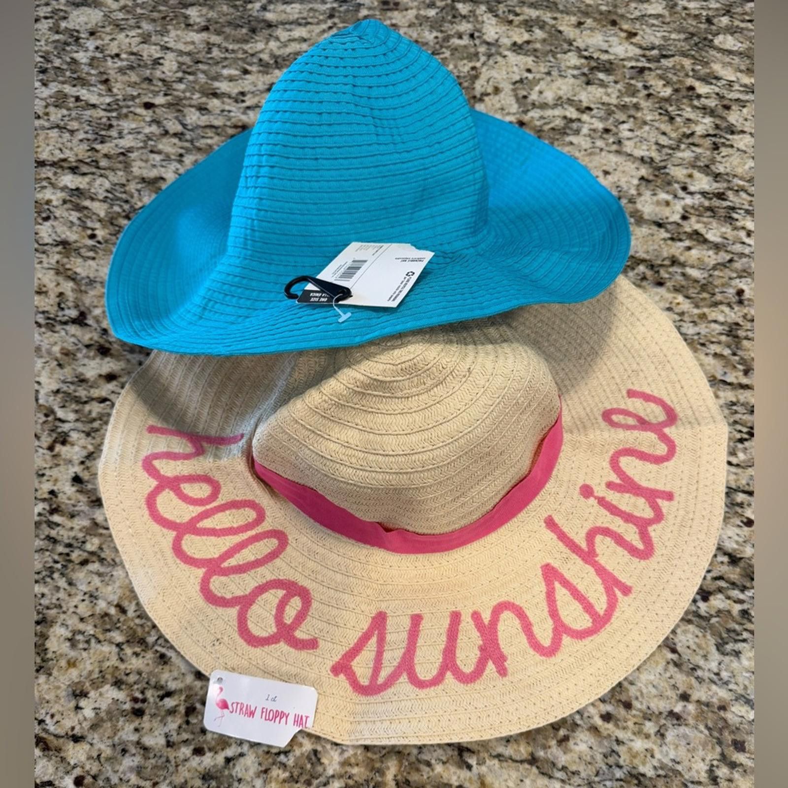 Other Beach Hat Set Floppy Hat ‘Hello Sunshine’ text packable hat Size ONE SIZE - 1 Thumbnail