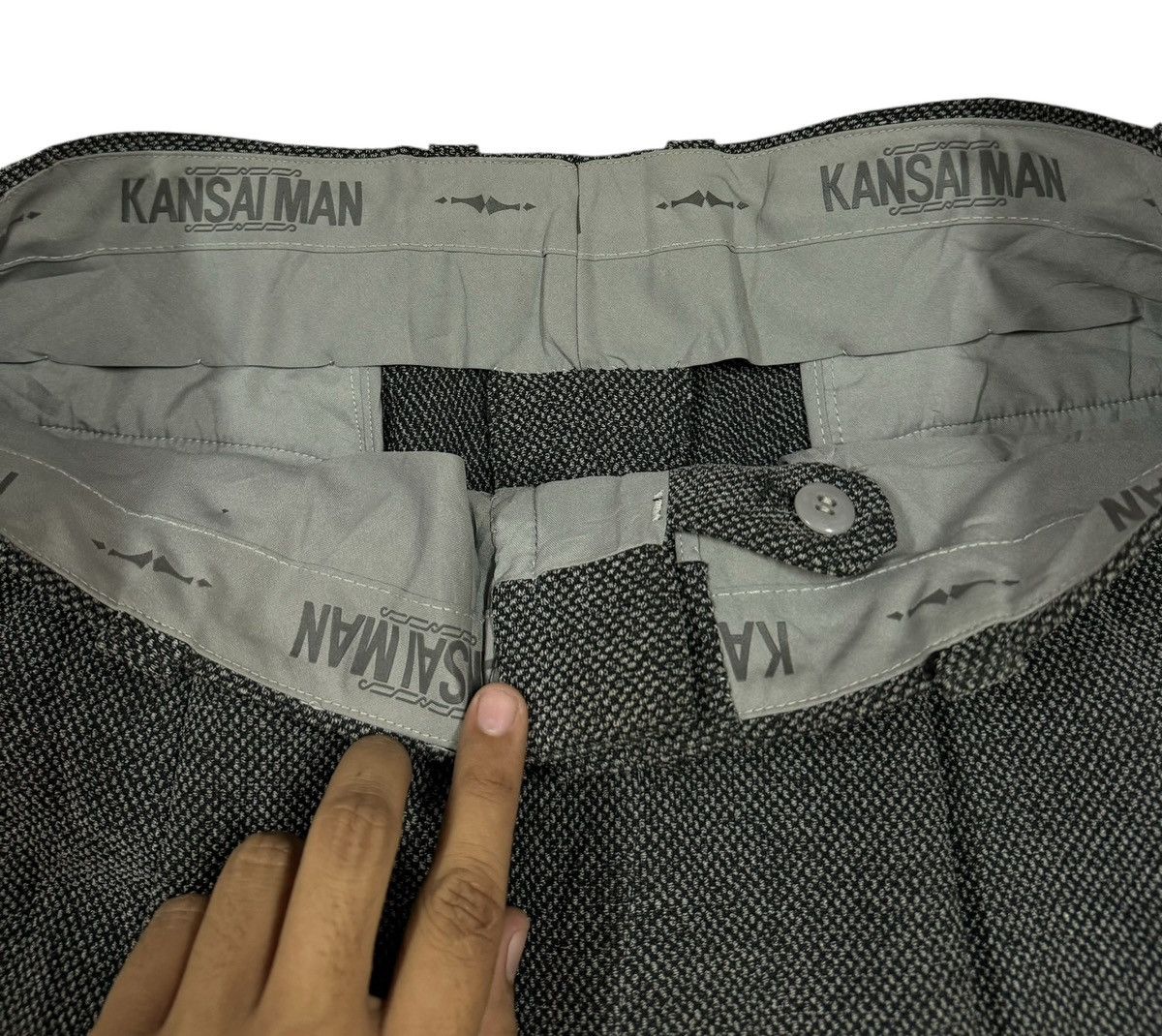 Kansai Yamamoto Vtg🔥90’s Kansai Man Casual Salt & Pepper Pants Size US 34 / EU 50 - 8 Thumbnail