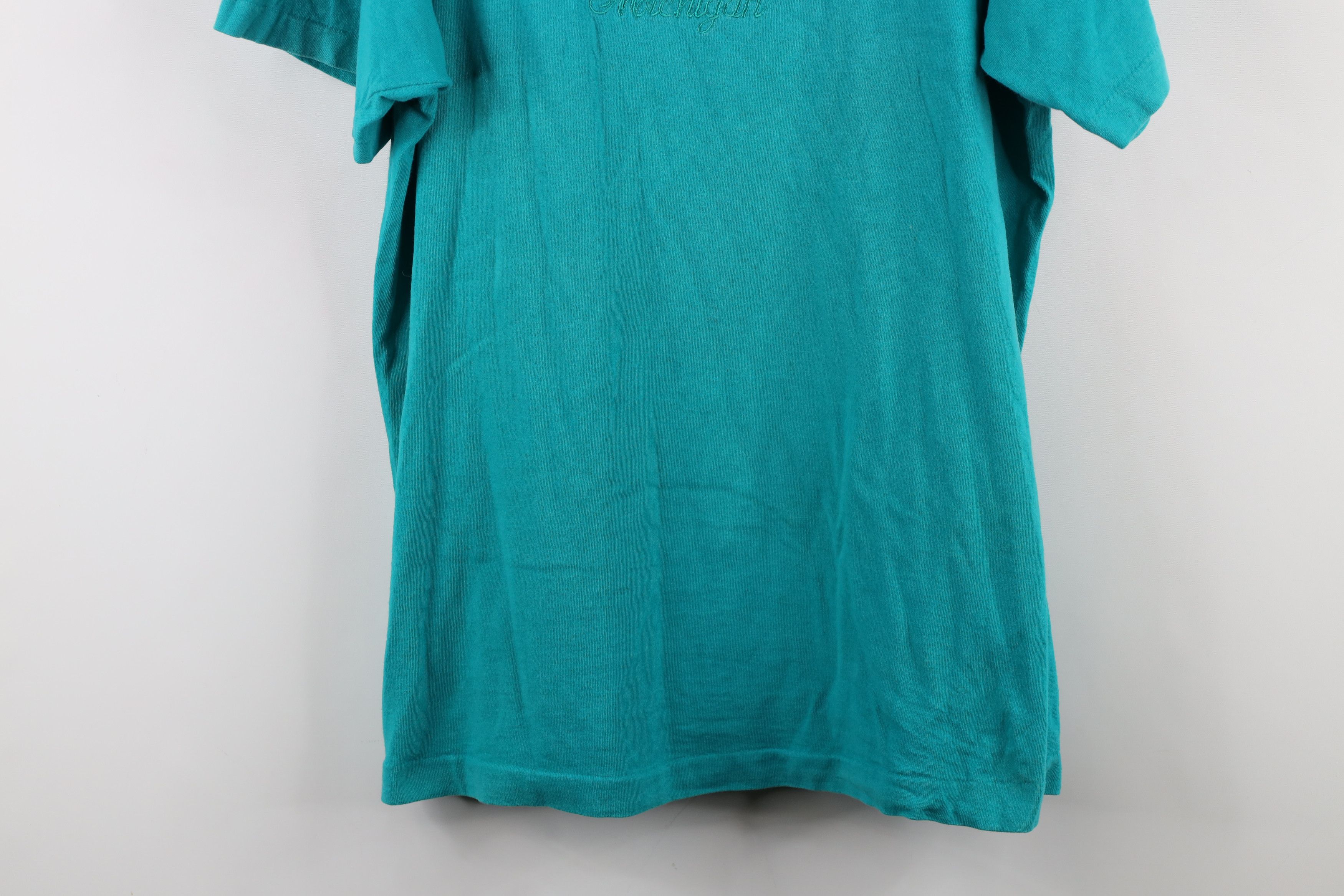 Vintage Vintage 90s Streetwear Leland Michigan T-Shirt Teal USA Size L / US 10 / IT 46 - 3 Thumbnail