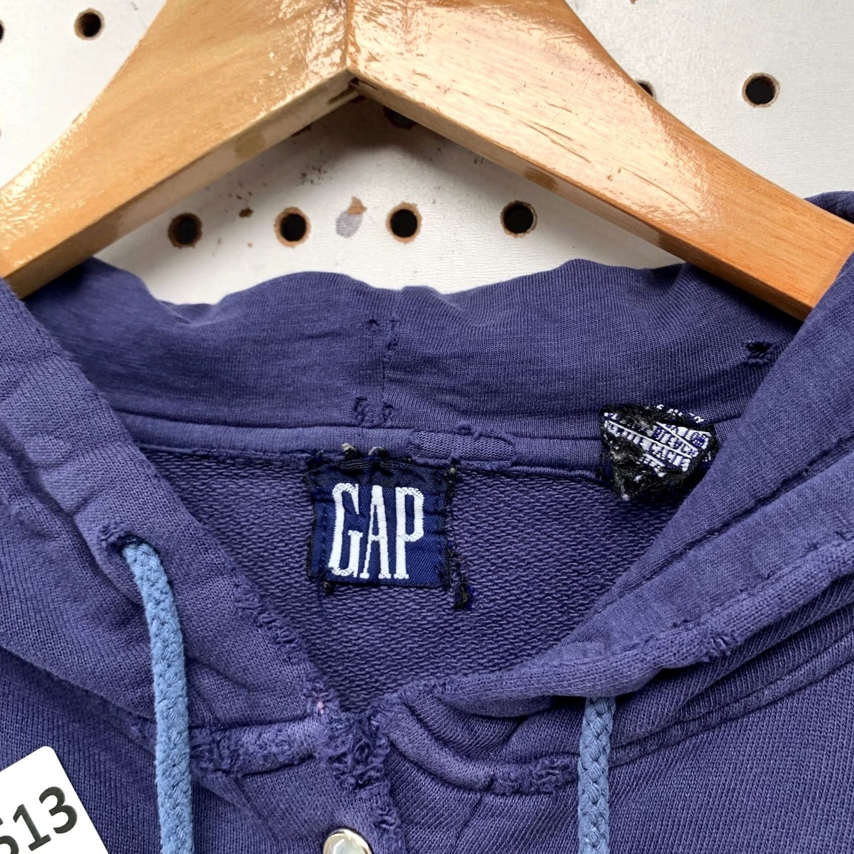 Gap VINTAGE Gap Snap Hoodie Sweatshirt Womens M Blue Distressed Hooded 22.5x27 cardigan-style Mens Womens Girls Boys Size M / US 6-8 / IT 42-44 - 4 Thumbnail
