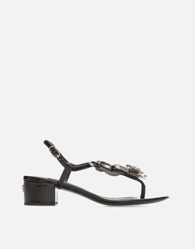 Dolce & Gabbana o1y0925 Leather Ankle Strap Thong Sandals in Black Size US 5.5 / IT 35.5 - 1 Thumbnail
