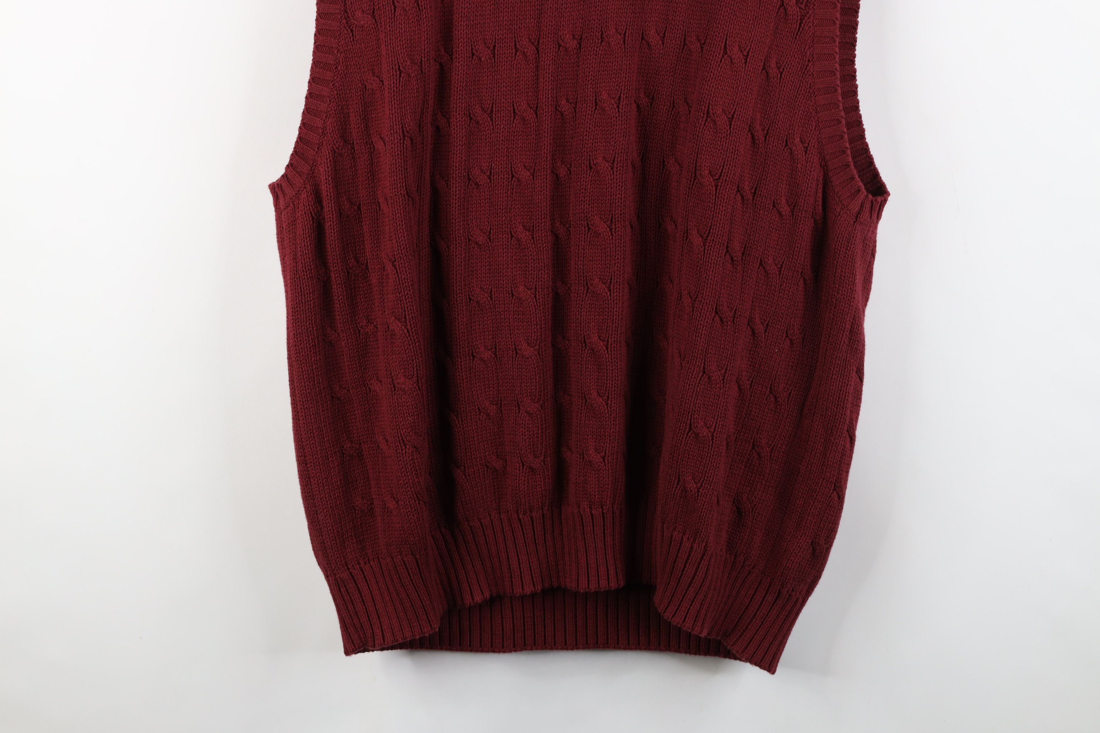 Vintage Deadstock Vintage 90s Streetwear Cable Knit Sweater Vest Red Size US XL / EU 56 / 4 - 9 Thumbnail