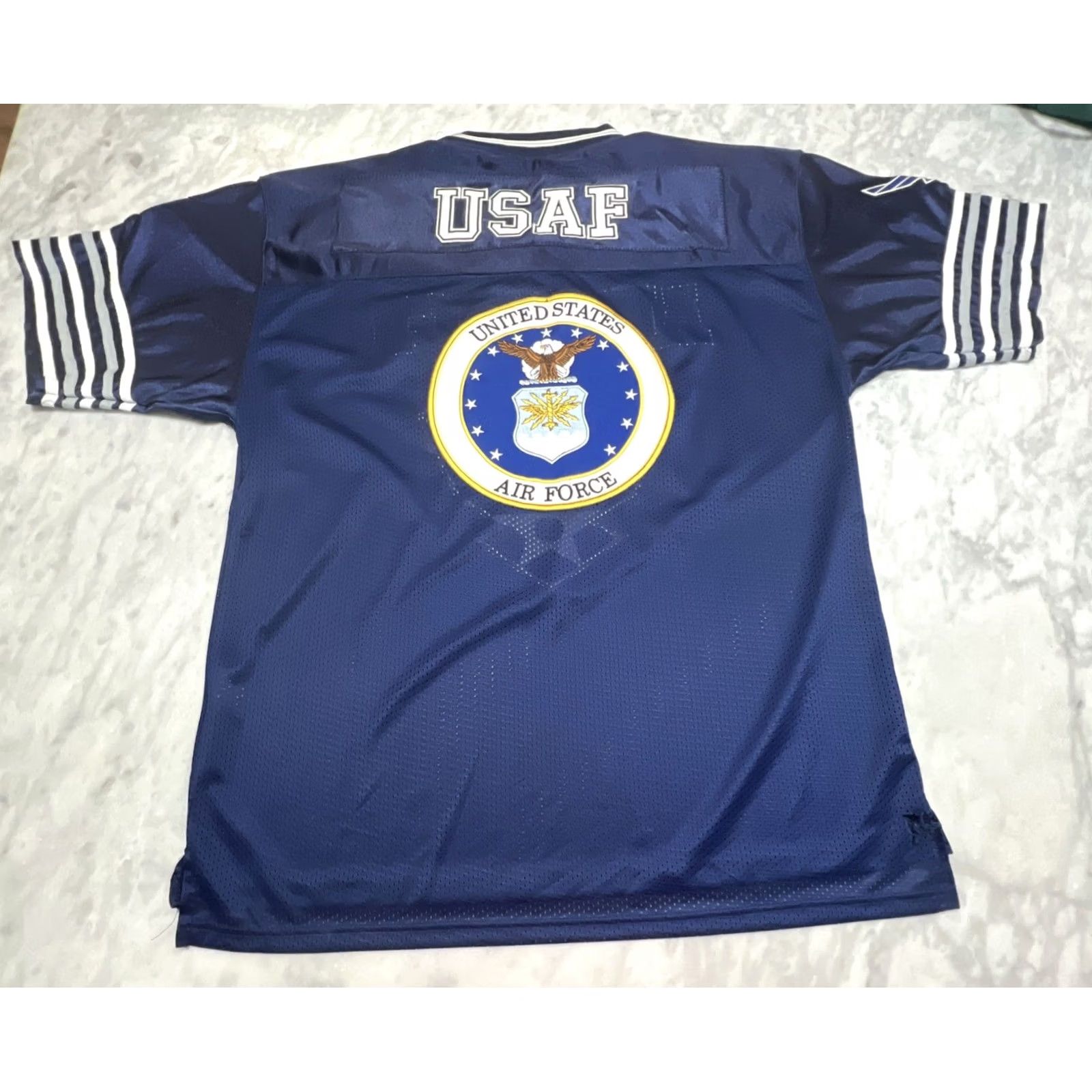 Logo 7 VINTAGE JWM U.S. Air Force Jersey Men Large Wings Logo Blue Football Emblem Patches Shirt" Size US L / EU 52-54 / 3 - 6 Thumbnail