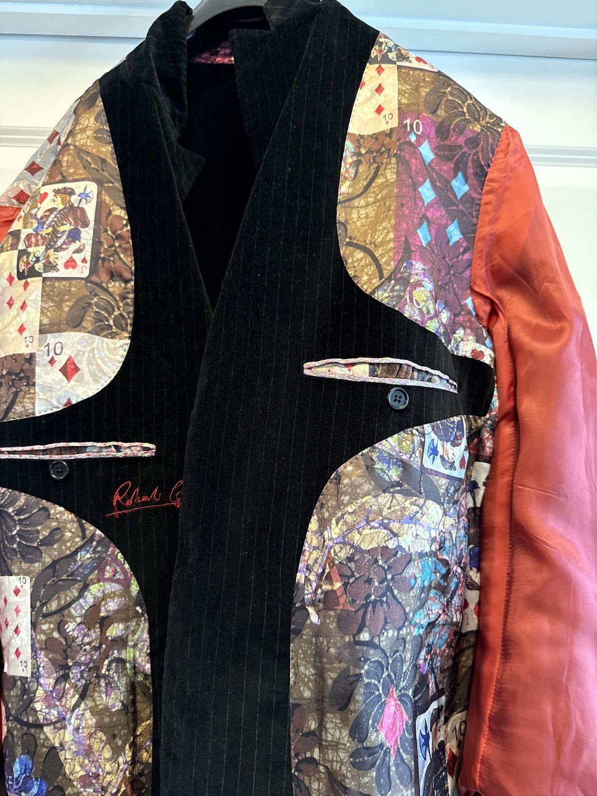 Robert Graham Robert Graham Black Velvet Pinstripe Blazer Signature Lining Size 44R - 2 Thumbnail