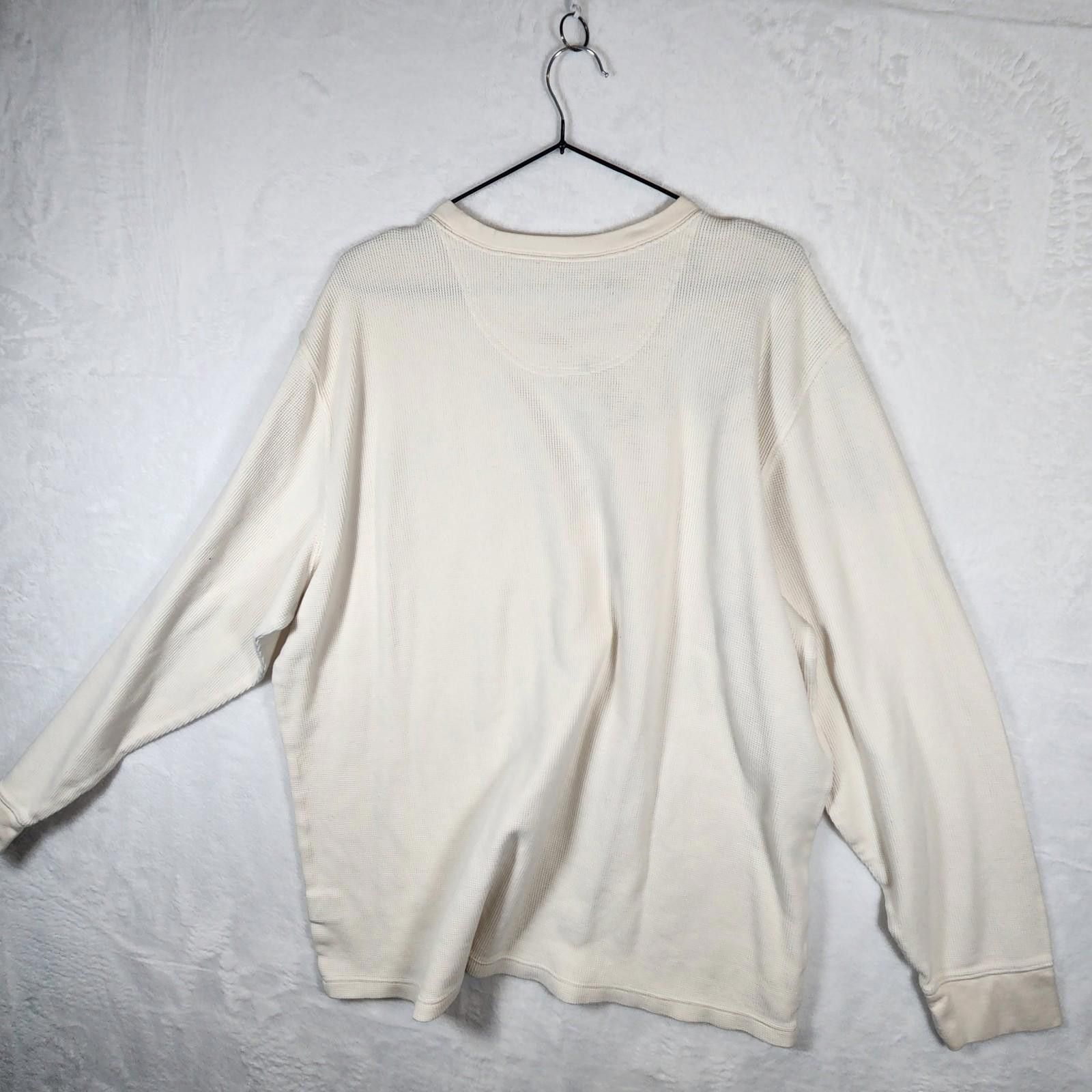 L.L. Bean Ll Bean White Waffle Knit Long Sleeve Shirt Size XXL Size US XXL / EU 58 / 5 - 7 Thumbnail