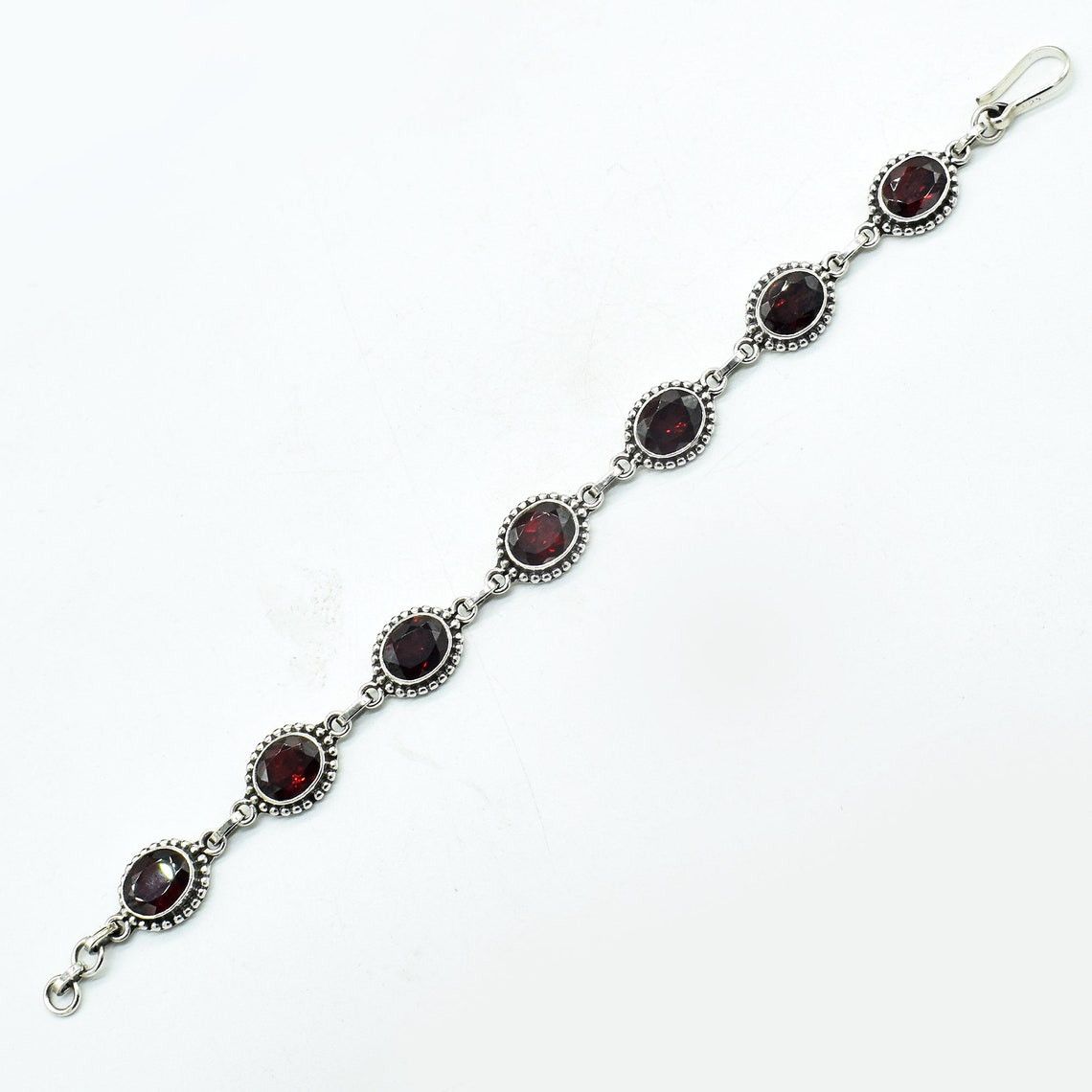 Handmade Natural Red Garnet Gemstone Bracelet, Garnet Birthstone 925 Size ONE SIZE - 3 Thumbnail