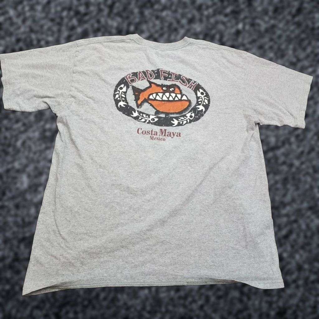 Vintage VINTAGE Yazbek Gray XL Double-Sided T-Shirt Fish Costa Maya Mexico Mens Size US XL / EU 56 / 4 - 1 Thumbnail