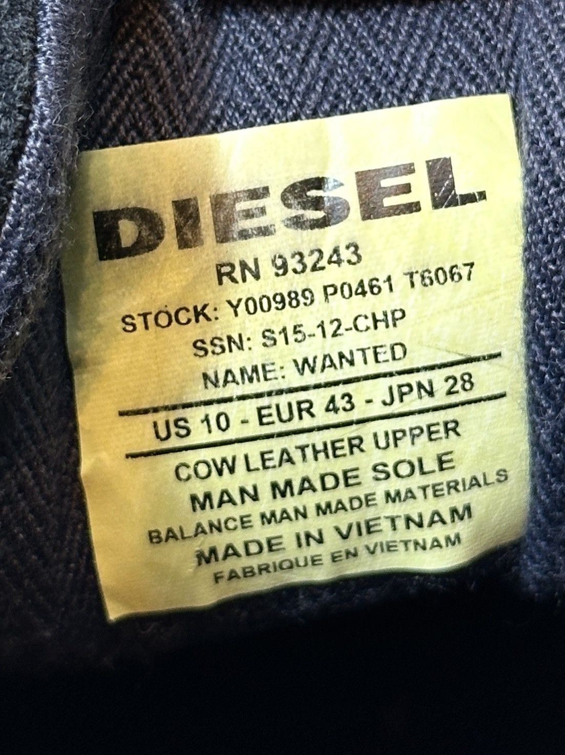Diesel (SS15) WANTED LOW TOP Size US 10 / EU 43 - 11 Thumbnail