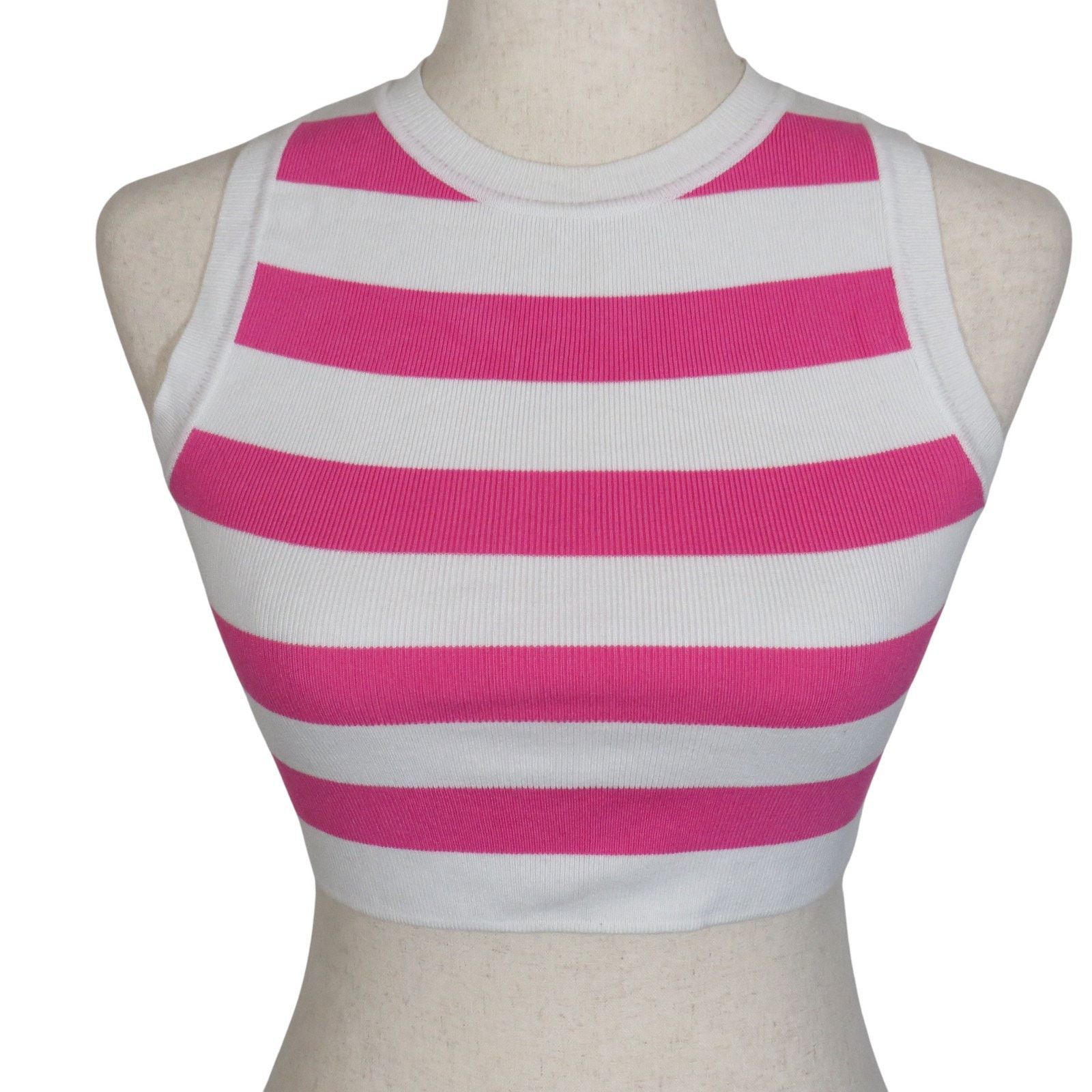Zara Zara Pink White Stripe Lightweight Knit Cropped Tank Size S Size S / US 4 / IT 40 - 1 Thumbnail