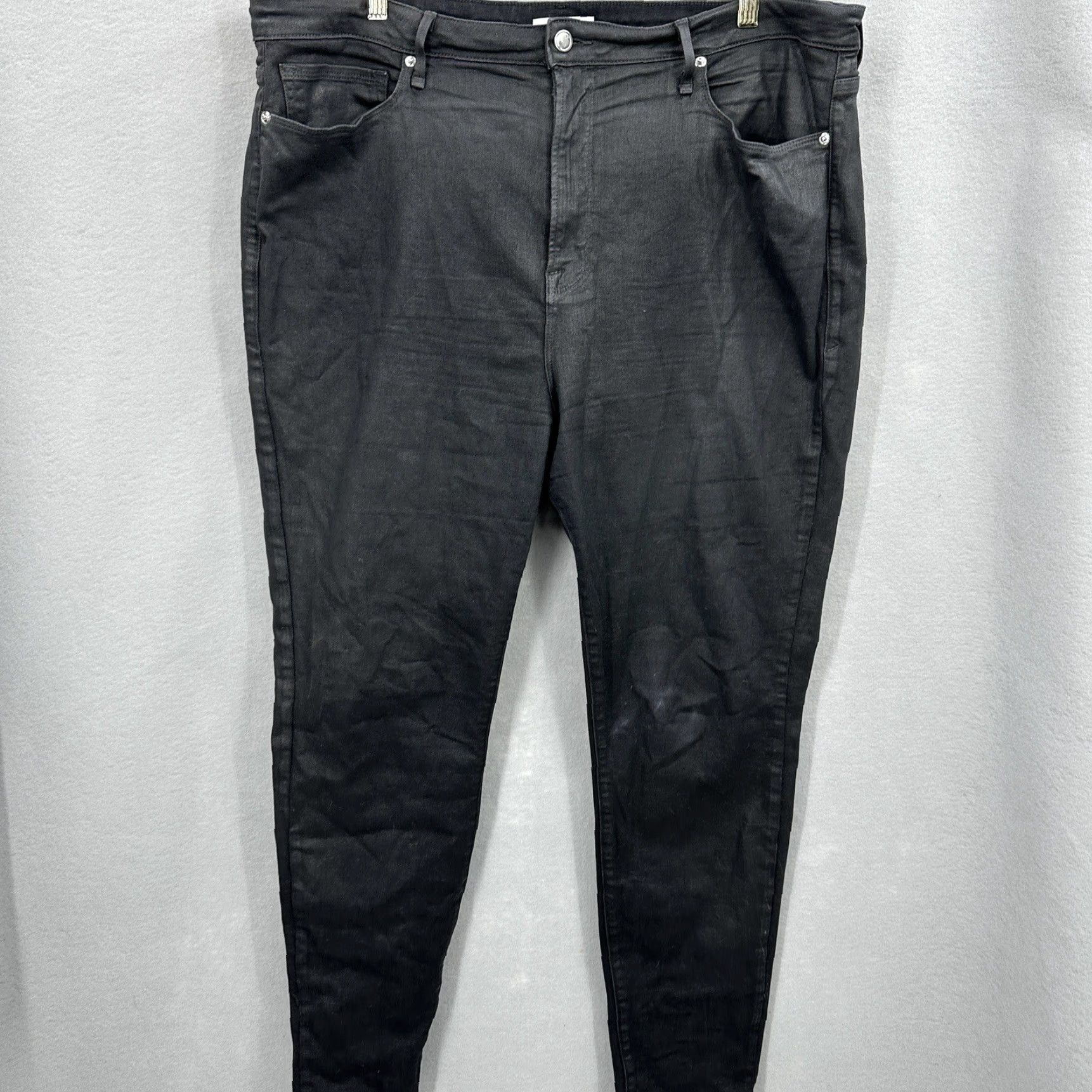 Good American VINTAGE Good Legs Jeans Women Plus 22 High Rise Black Coated Denim 5-Pocket Stretch Skinny Retro Good American Read Size 40" / US 18 - 3 Thumbnail