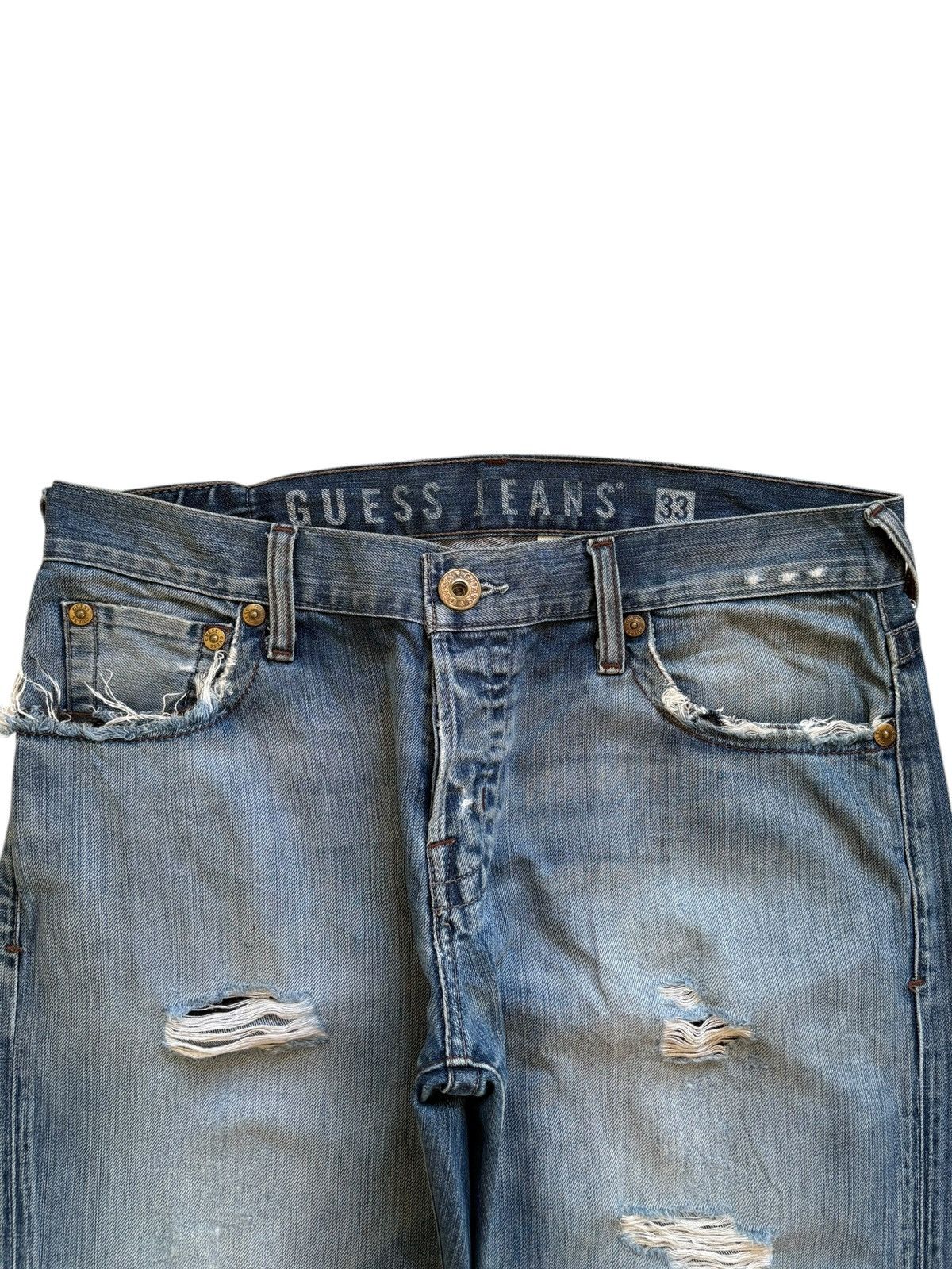 Guess Vintage Guess Faded Wash Distressed Ripped Baggy Jeans Size US 35 - 4 Thumbnail