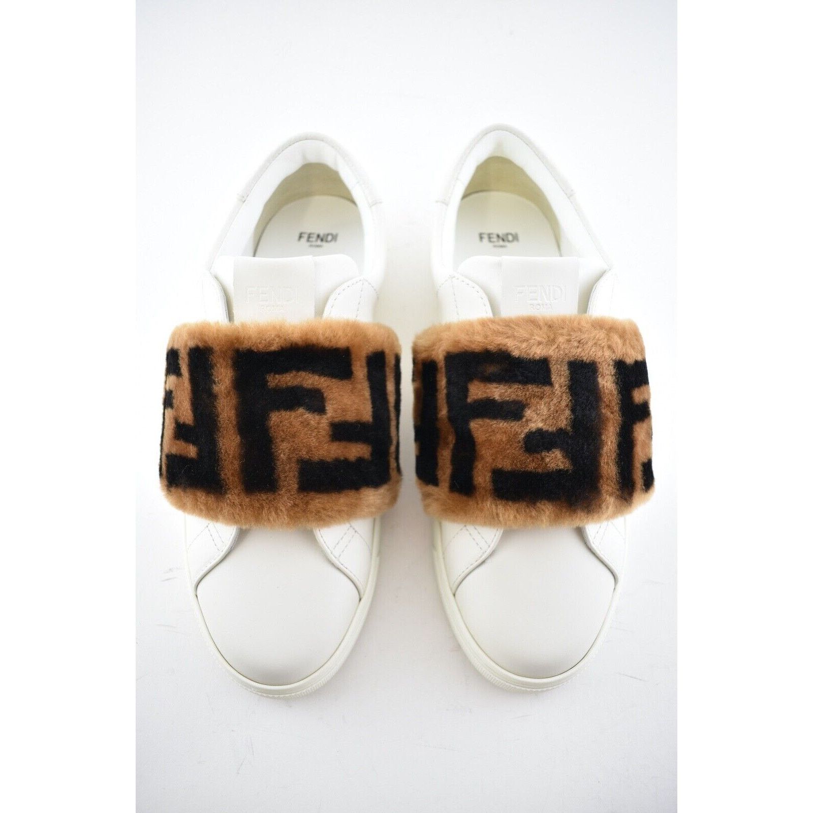 Fendi Leather Fur Logo FF Zucca Low Top Slip On Trainer Sneaker 35 Size US 5 / IT 35 - 8 Thumbnail