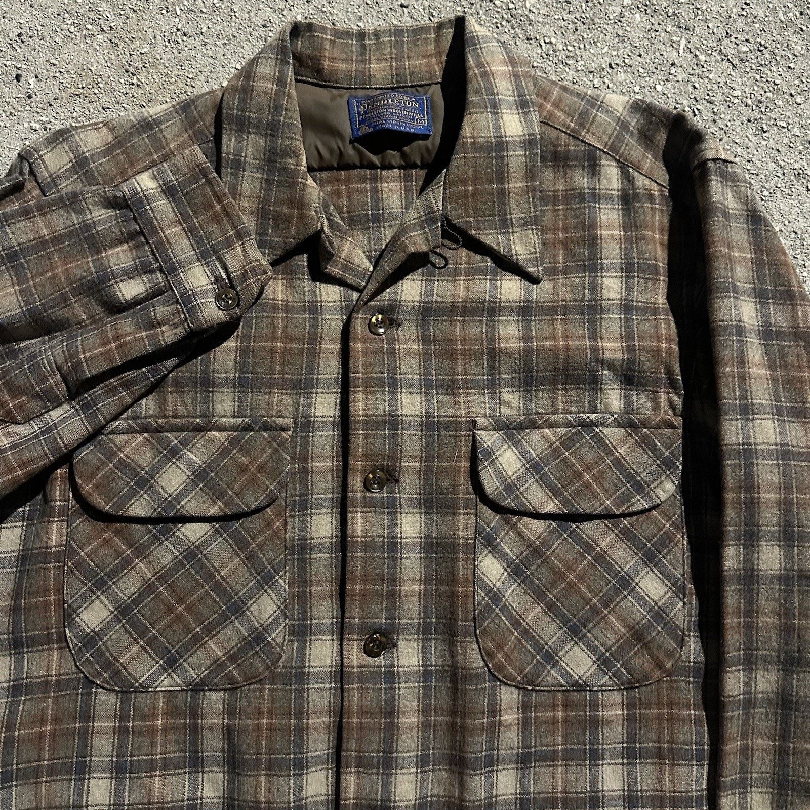 Pendleton × Vintage Vintage 60s Pendleton Brown Plaid Wool Board Shirt Size US M / EU 48-50 / 2 - 2 Thumbnail